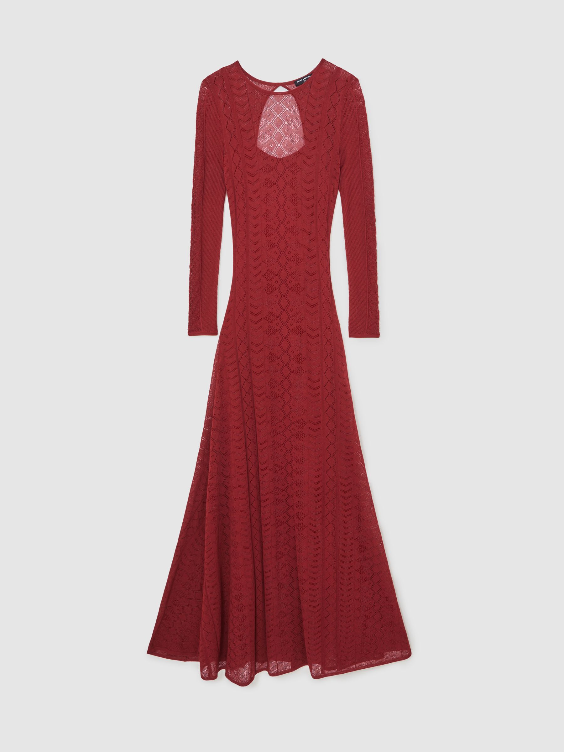 Atelier Pointelle-Knit Maxi Dress in Red