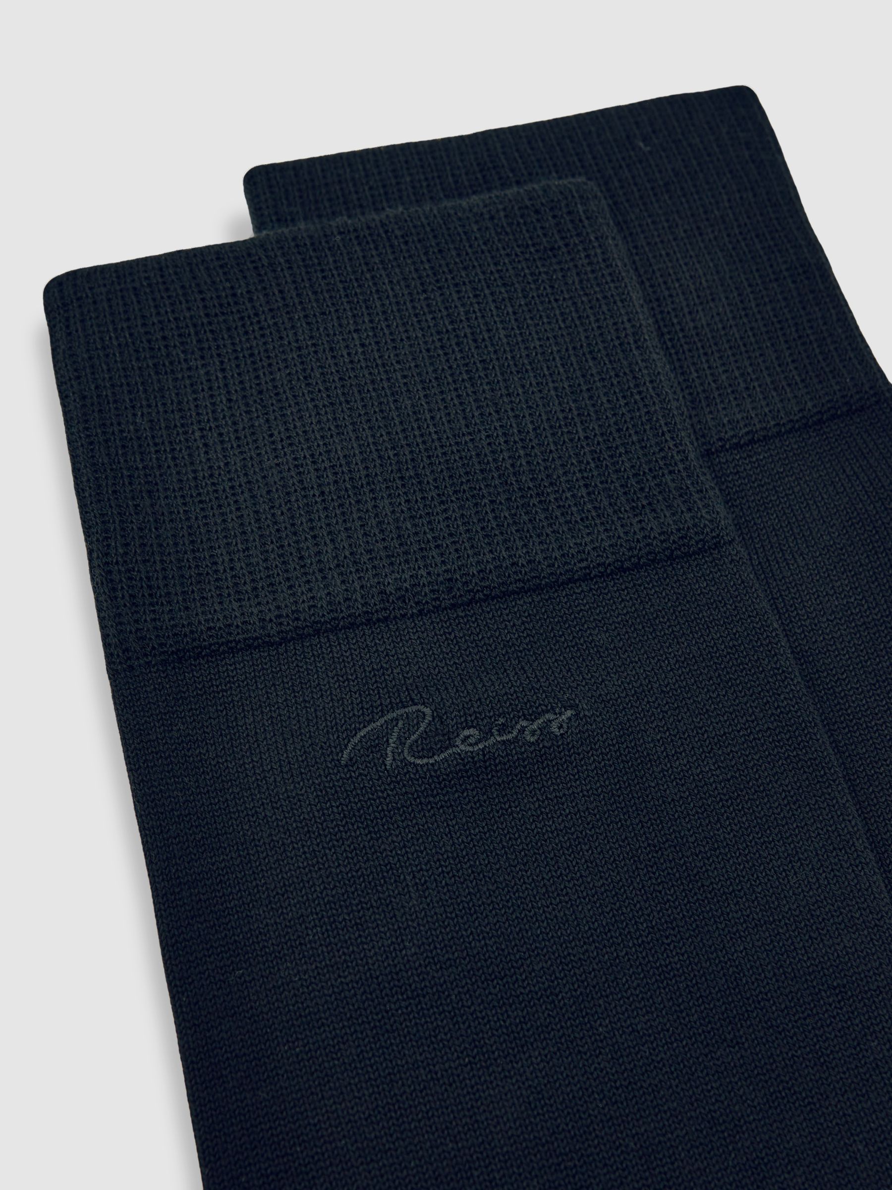 Cotton-Blend Logo Embroidery Socks in Black