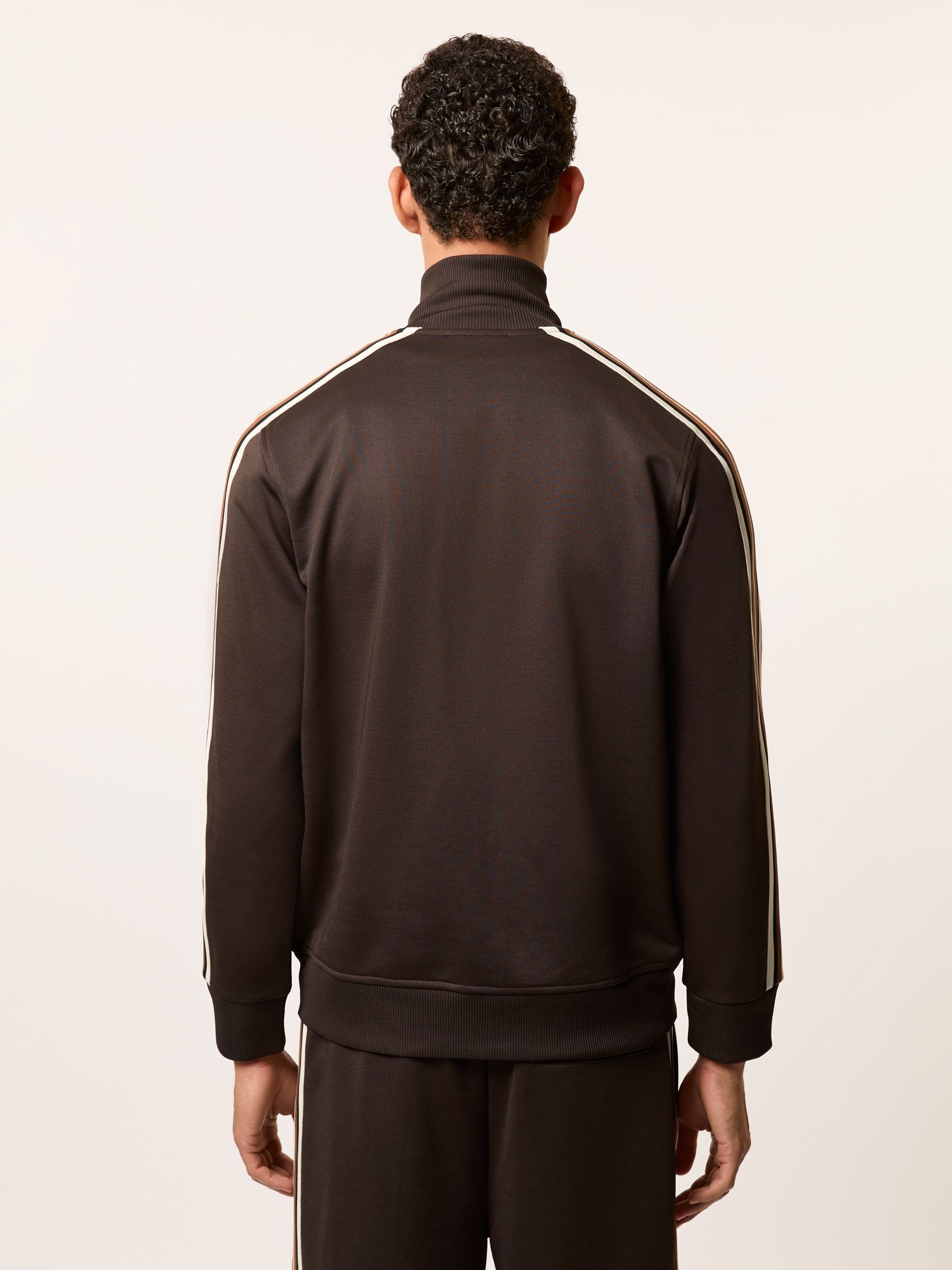 Monogram Zip-Through Relaxed Track Top in Brown