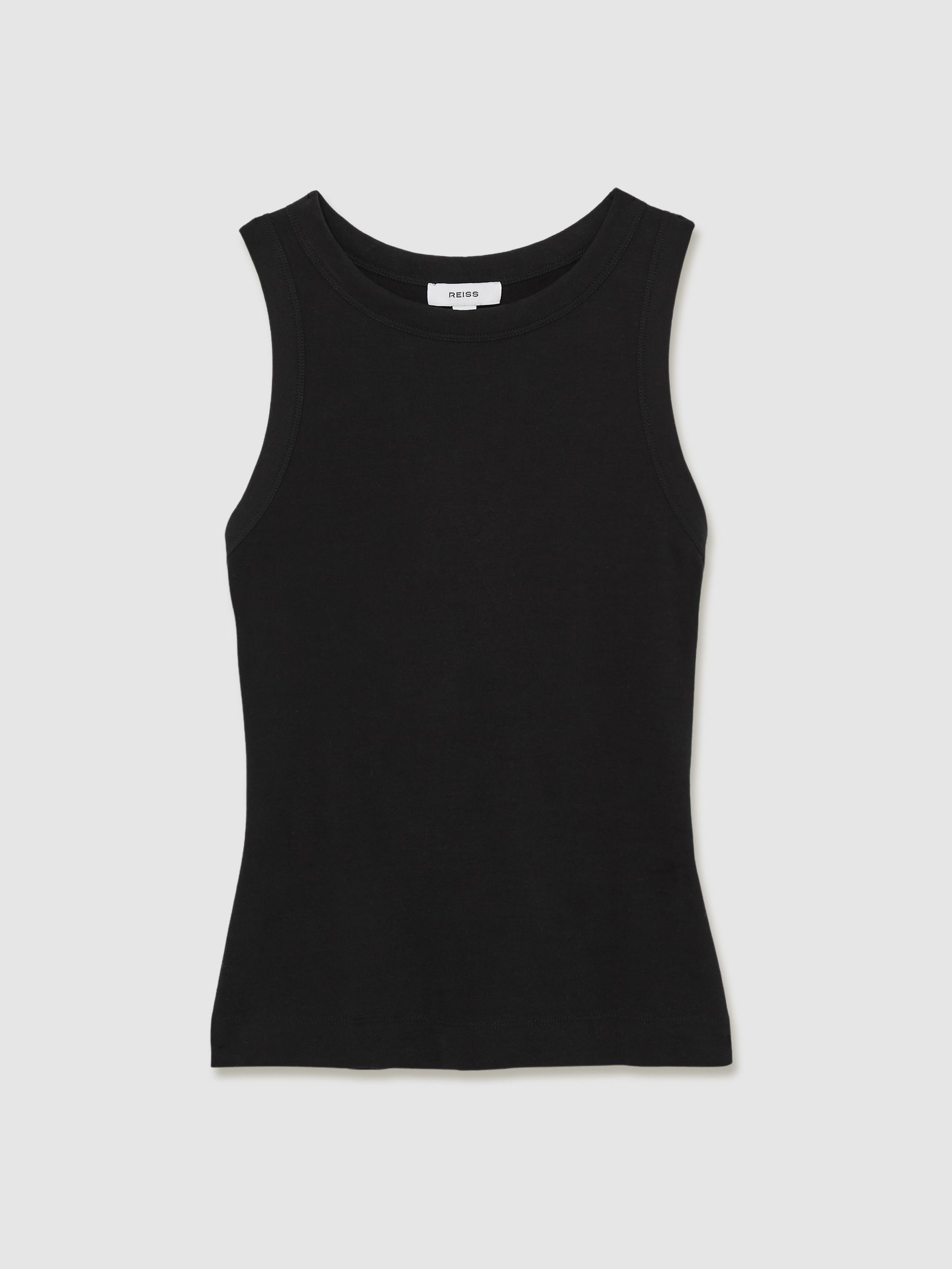 Stretch-Cotton Racerback Vest in Black