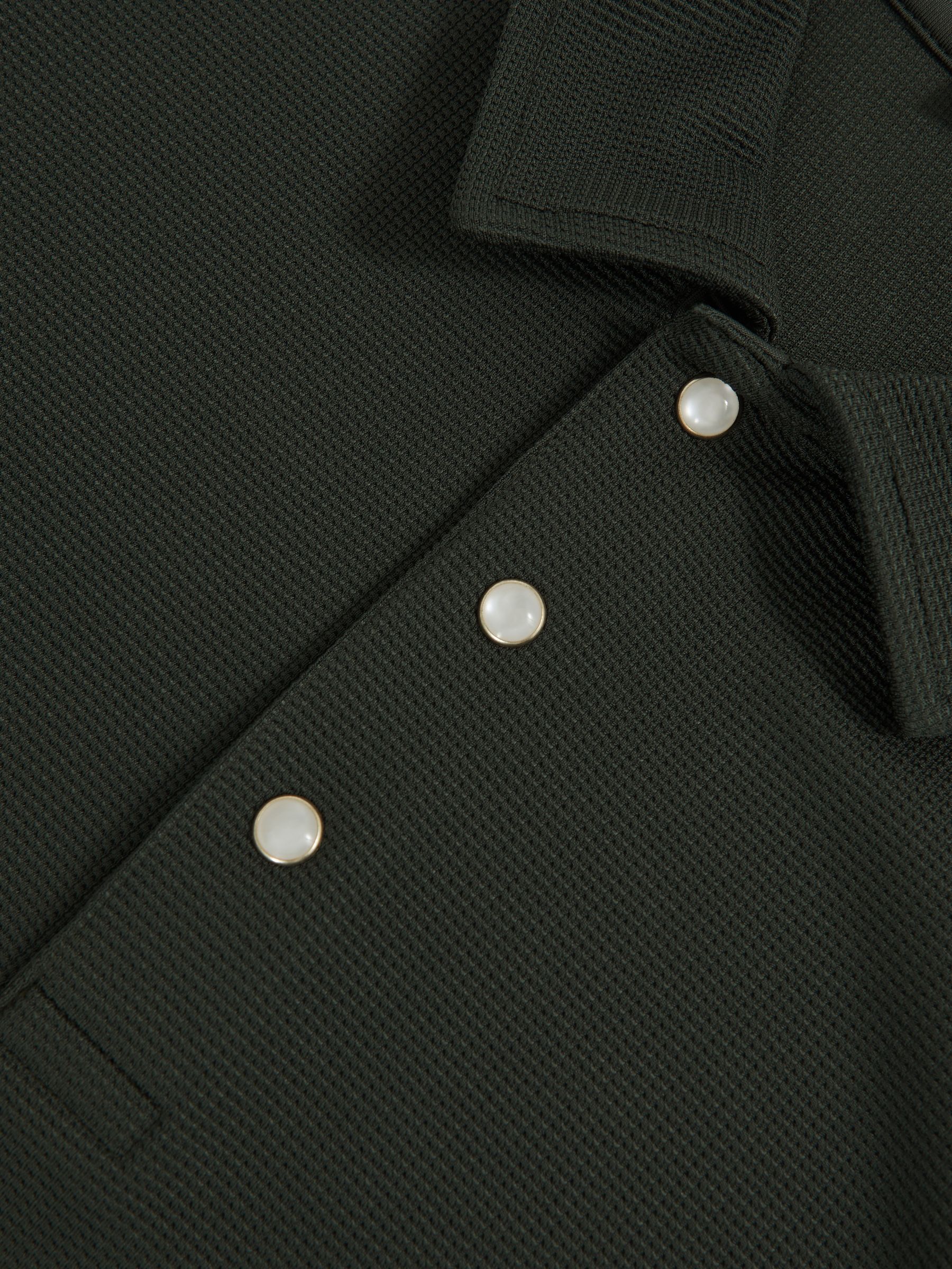 Textured Press-Stud Polo Shirt in Green