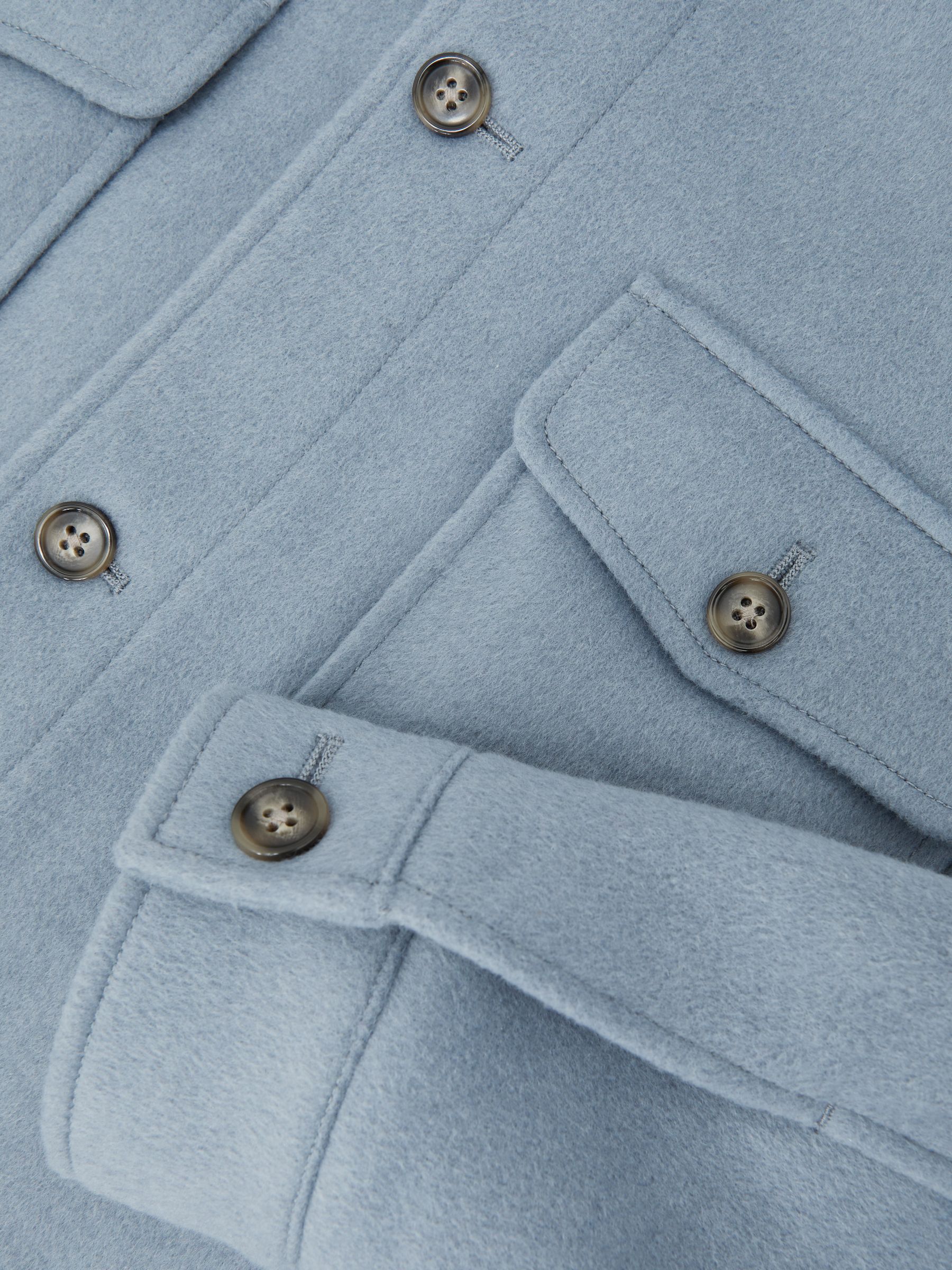 Wool-Blend Twin-Pocket Overshirt in Soft Blue