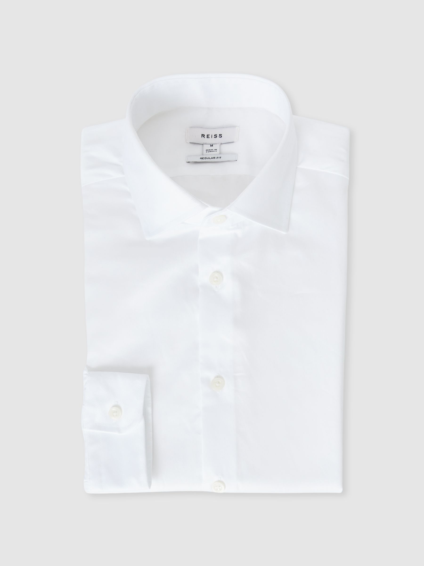 Regular Fit Cotton Sateen Striped Shirt in White