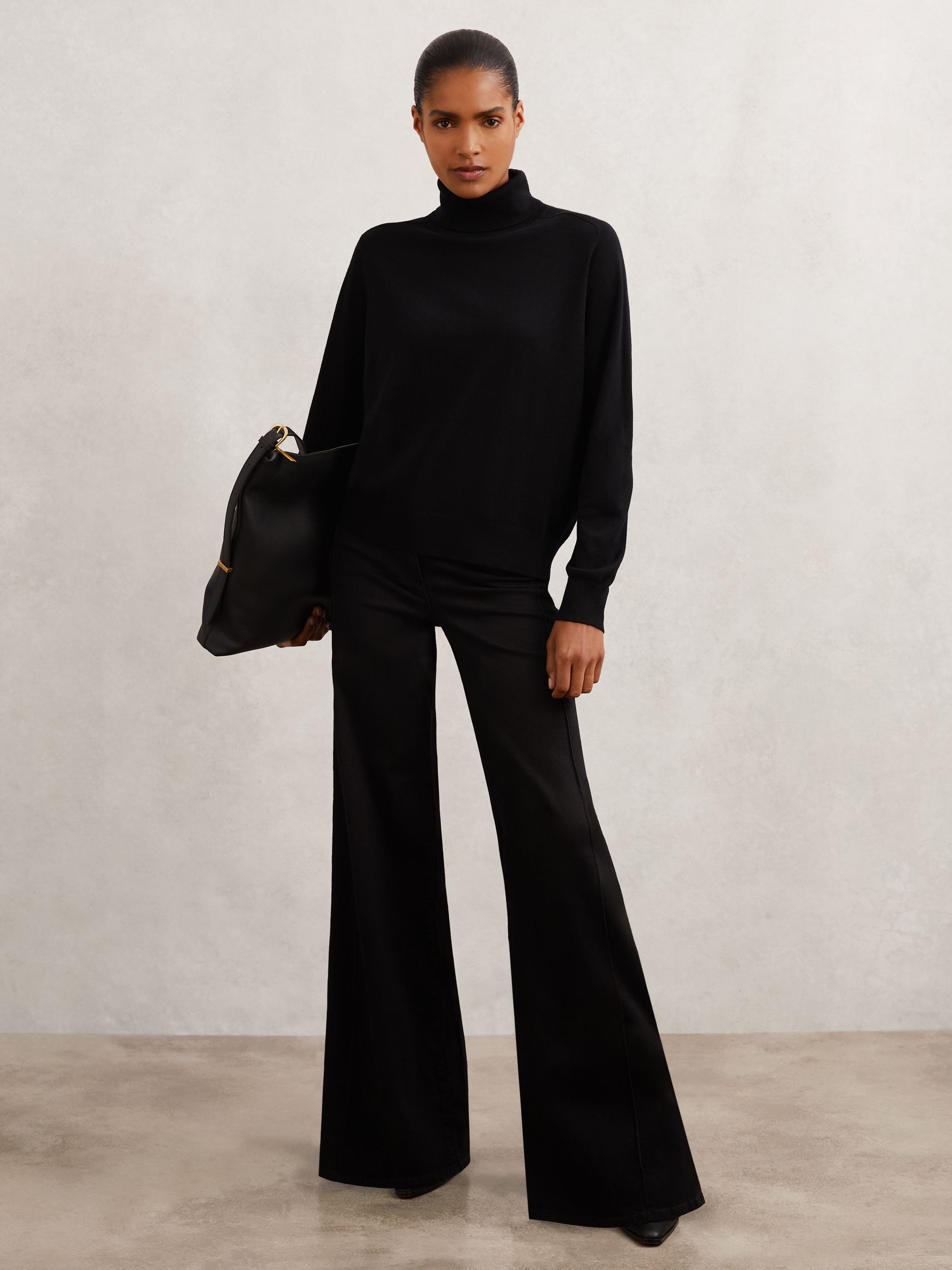 Wool Roll-Neck Jumper in Black