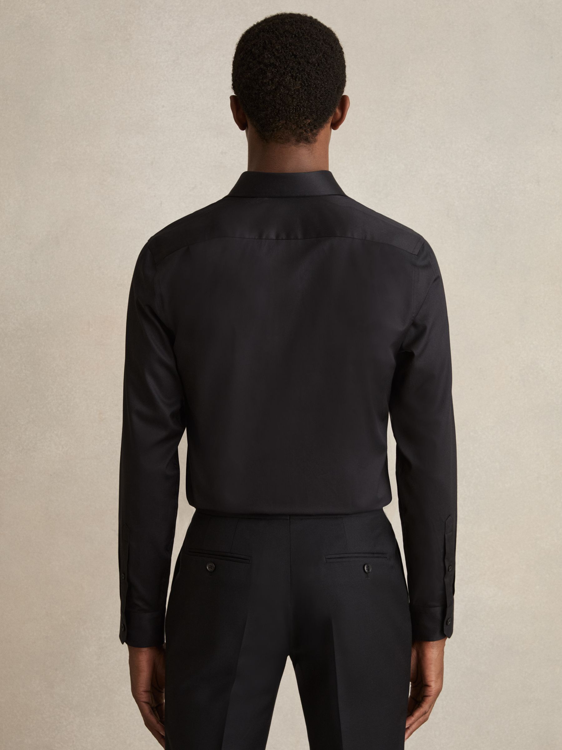 Regular Fit Two-Fold Cotton Shirt in Black