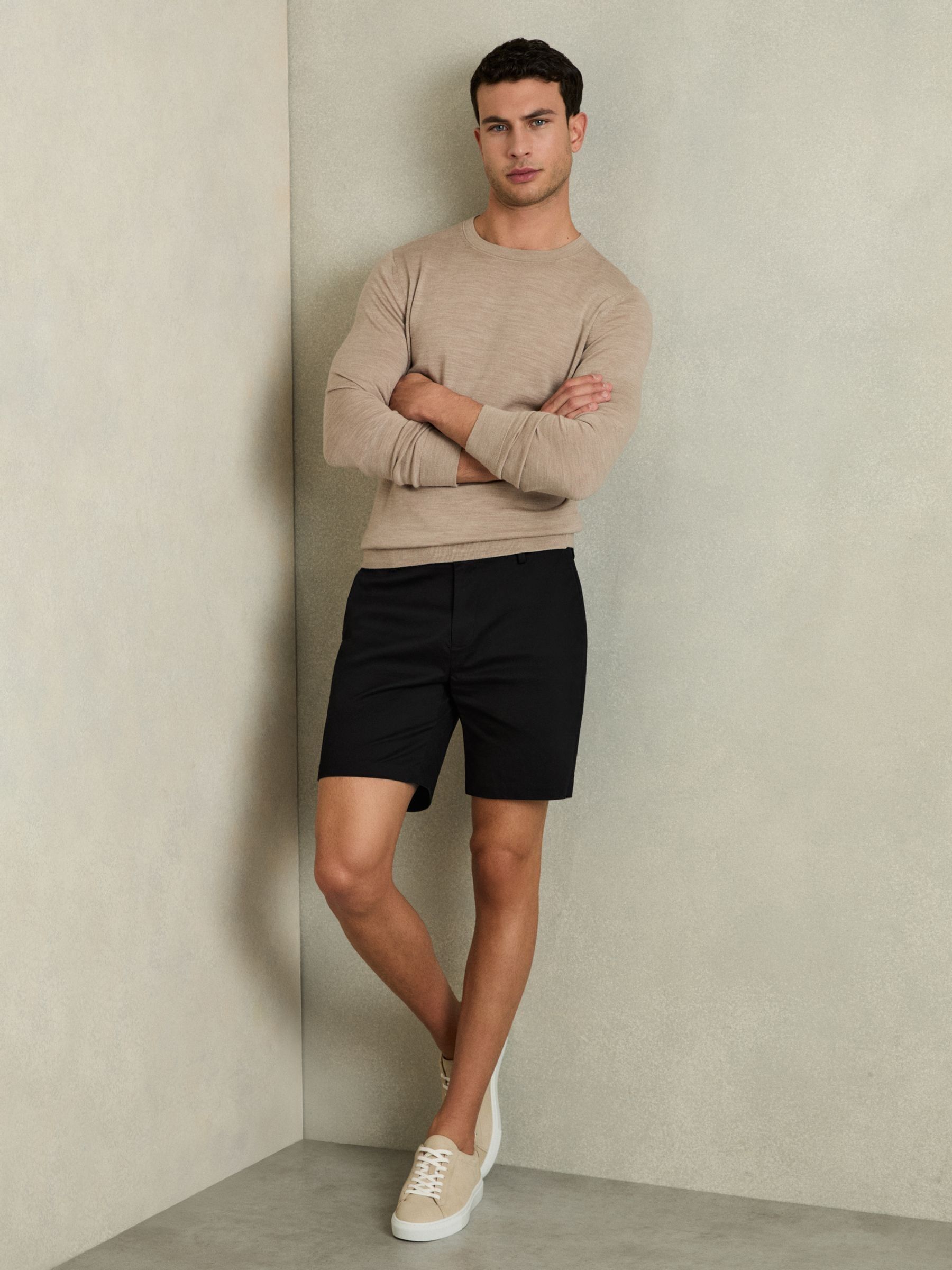 Short Length Casual Chino Shorts in Chalk