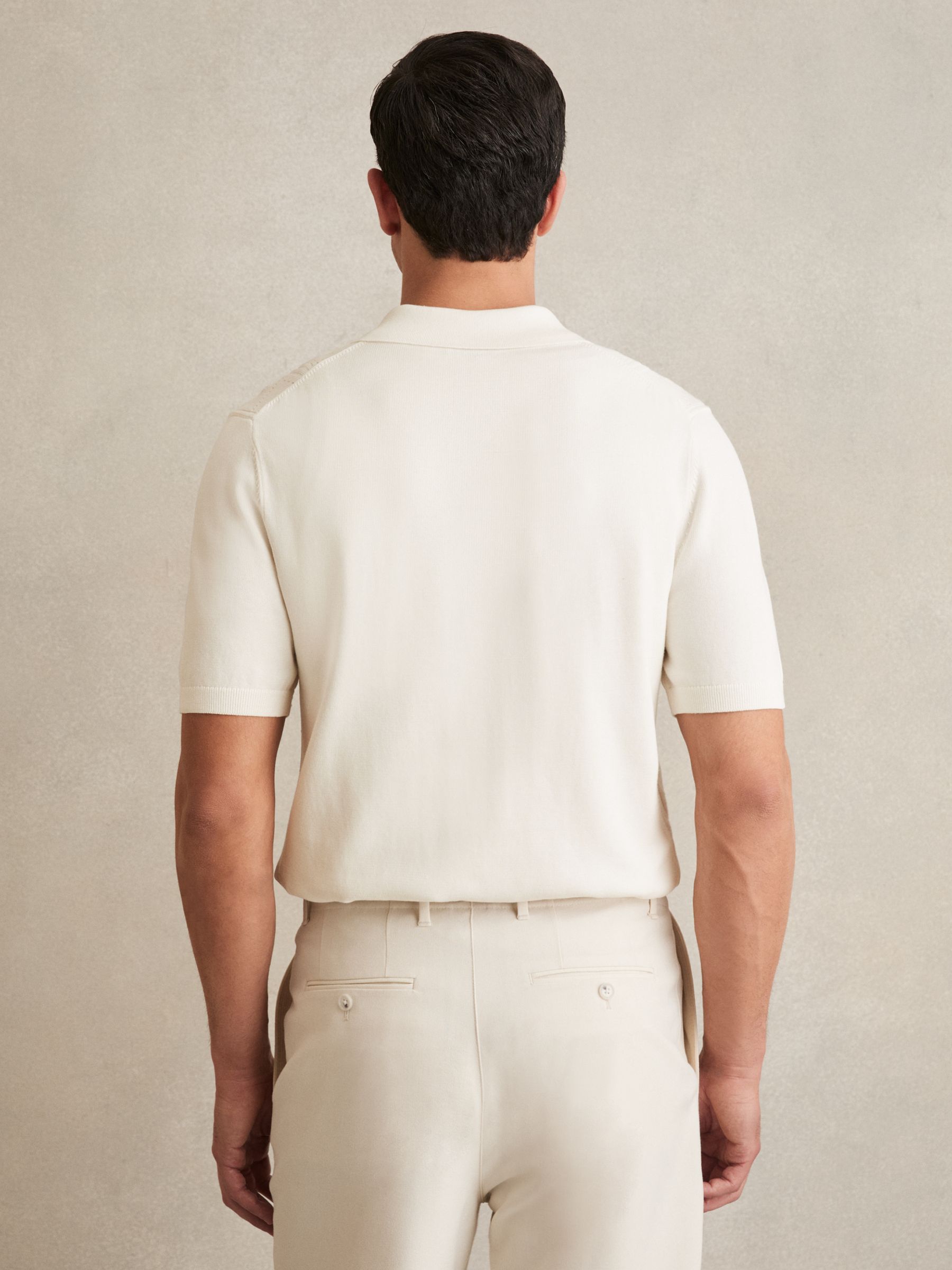 Pointelle-Knit Zip-Through Shirt in White