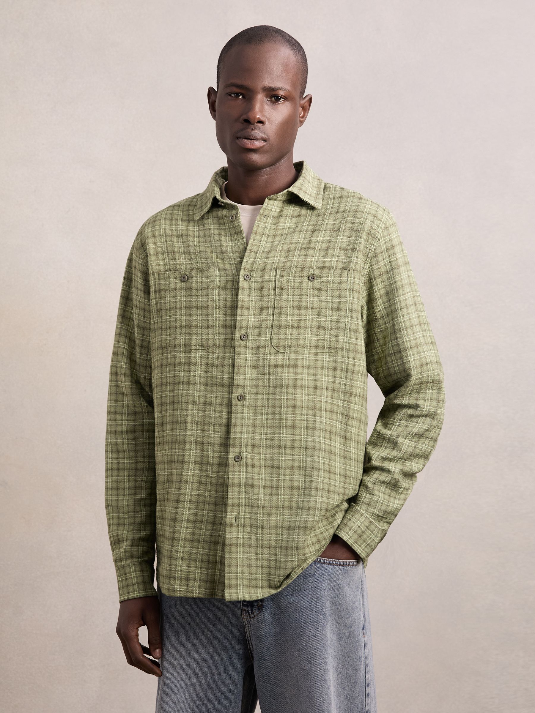 Check Shirt in Olive Night