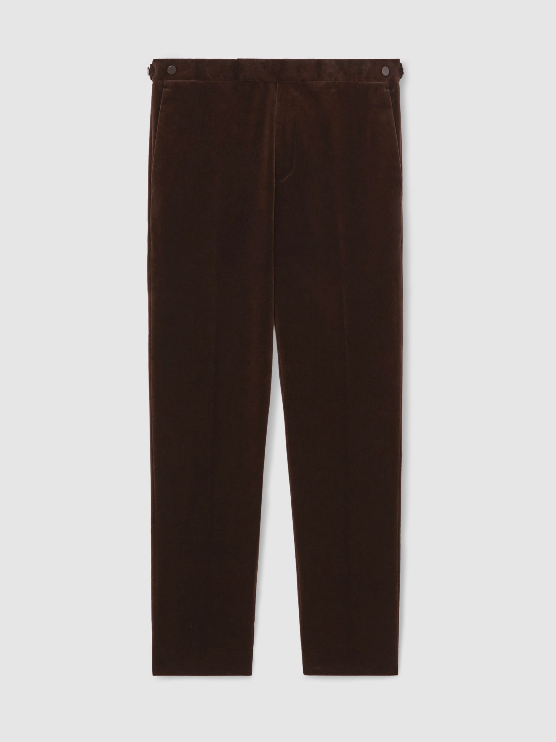 Velvet Slim-Fit Suit Trousers in Chocolate Brown