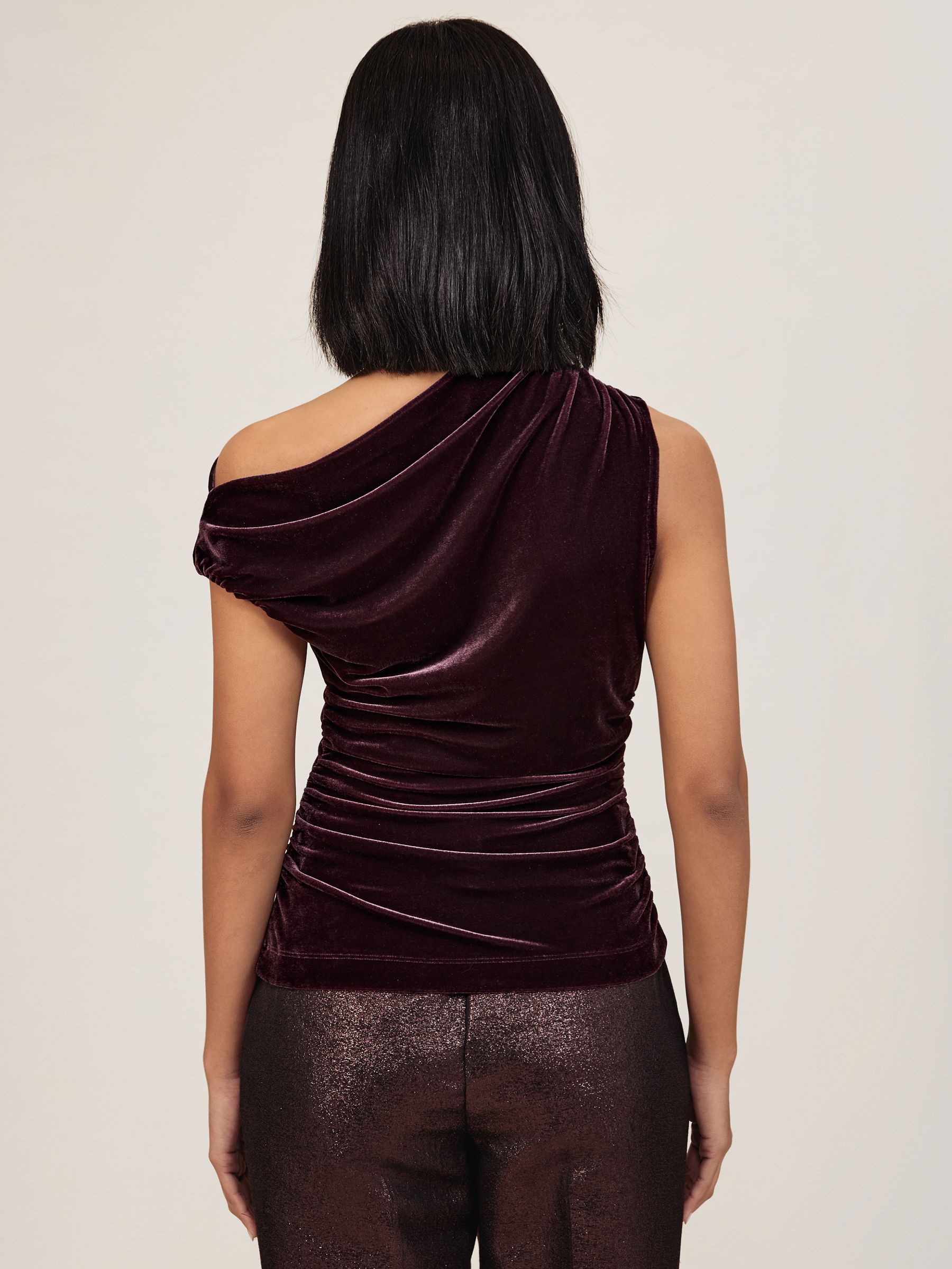 Velvet Off-Shoulder Top in Plum Purple