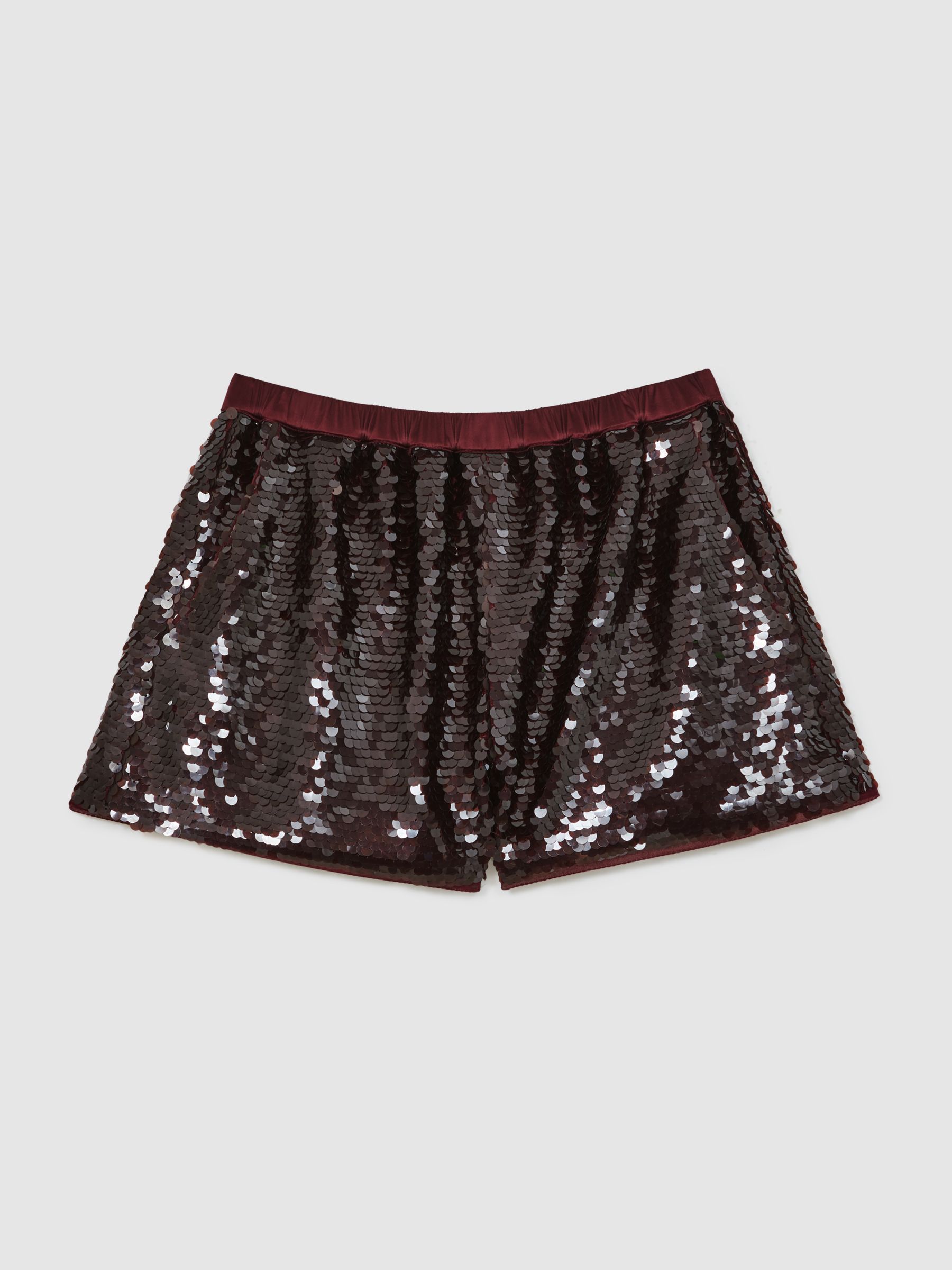 Sequin Shorts in Burgundy
