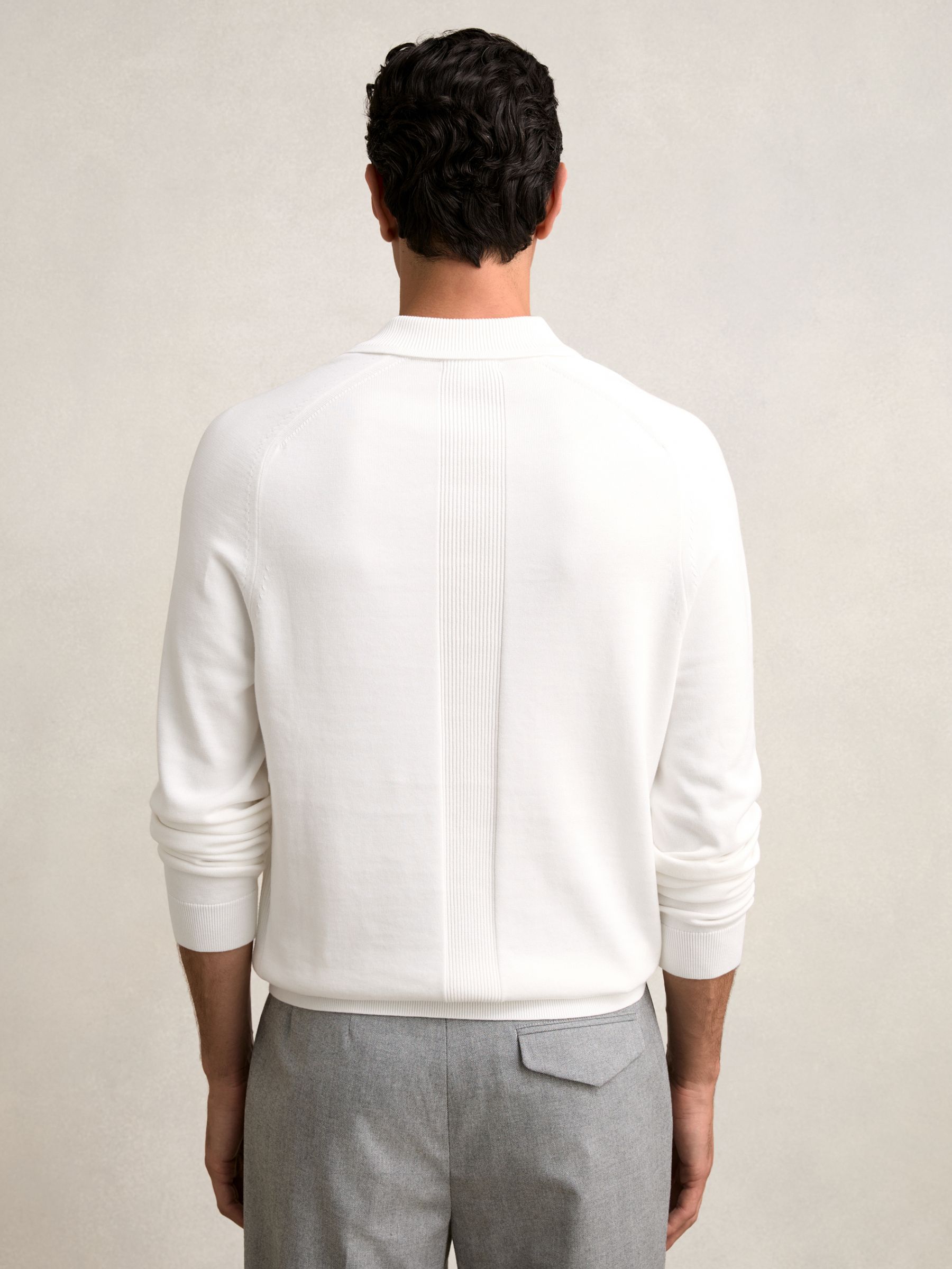 Cotton Concealed-Placket Polo Shirt in White