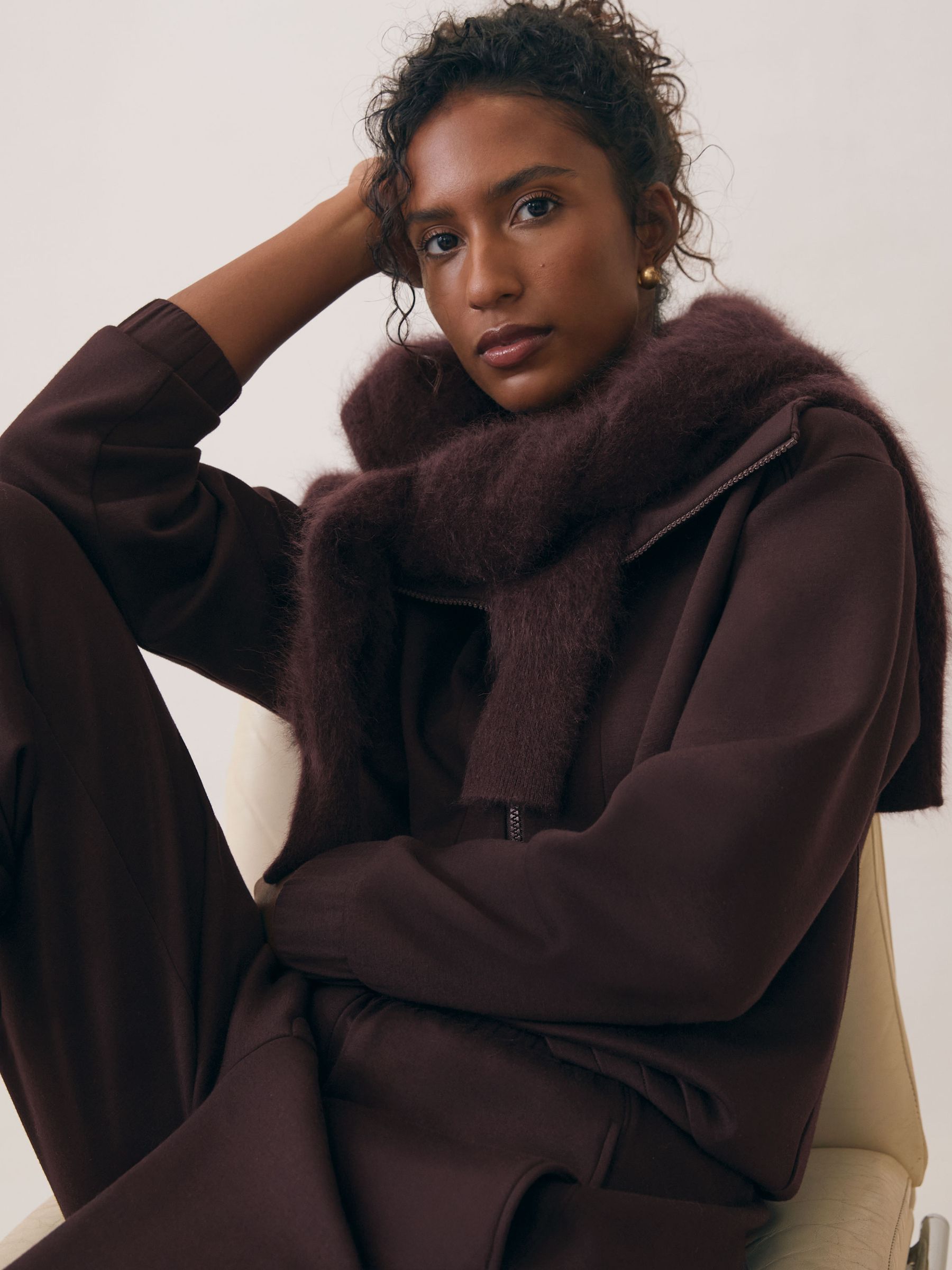 Interlock Half-Zip Drawcord Sweatshirt in Plum