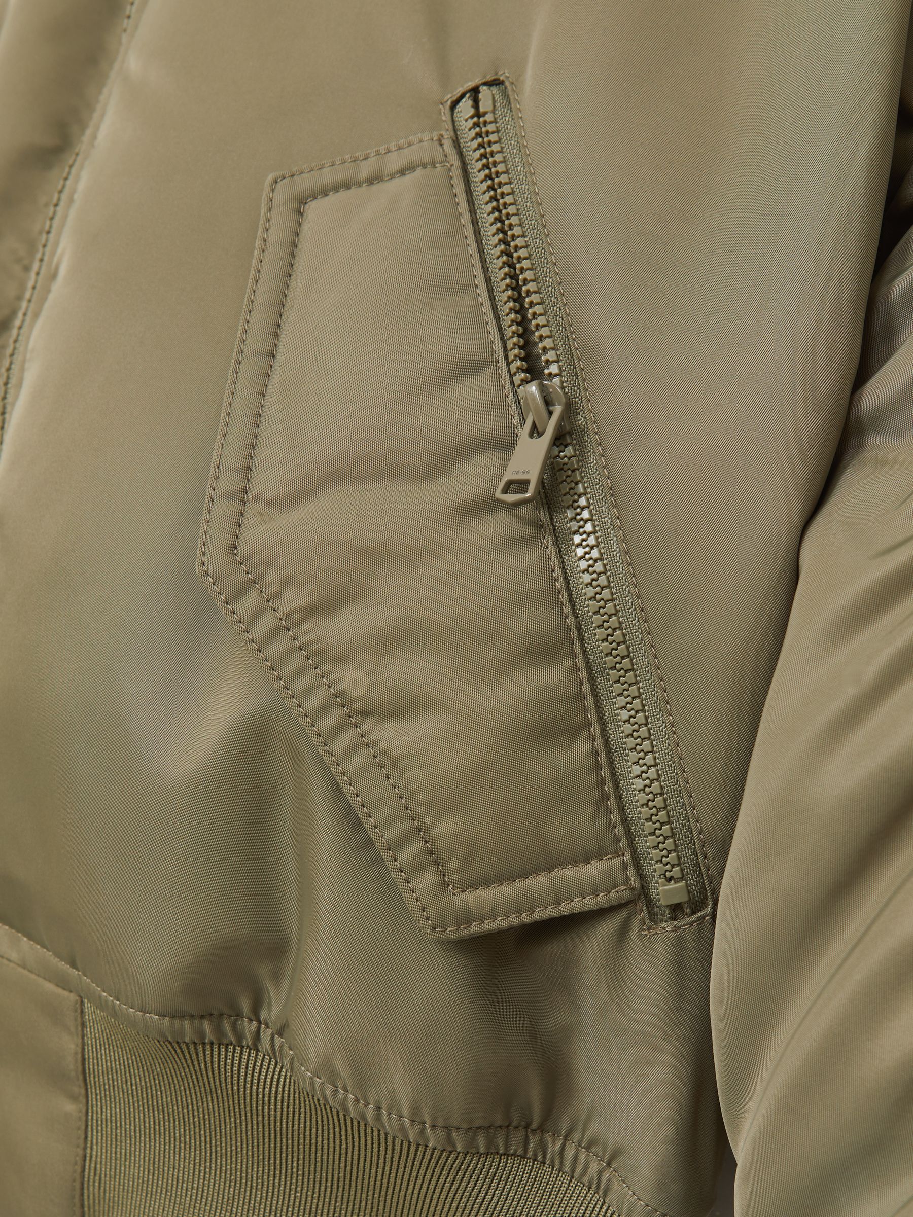 Technical Puffer Bomber Jacket in Khaki