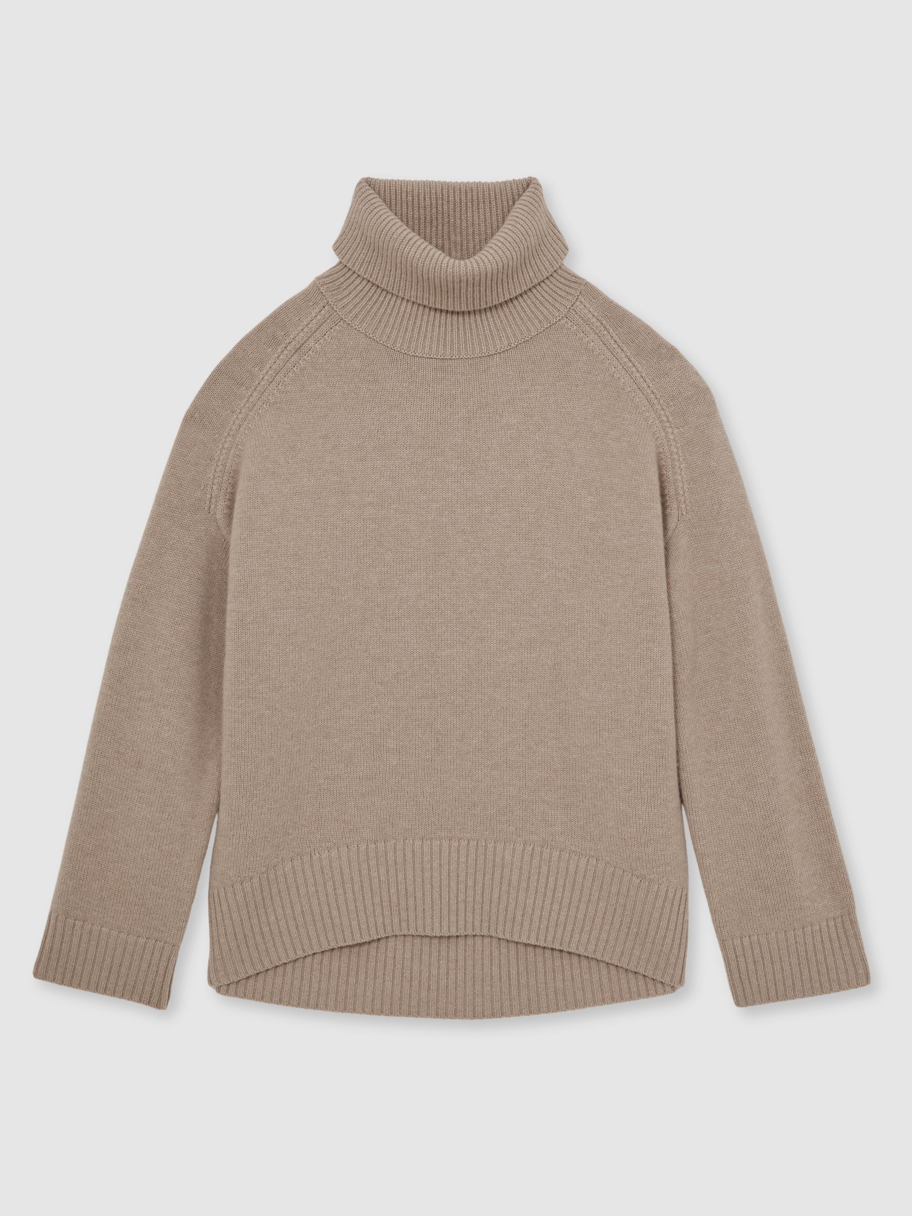 Wool-Cashmere Roll-Neck Jumper in Oatmeal Neutral