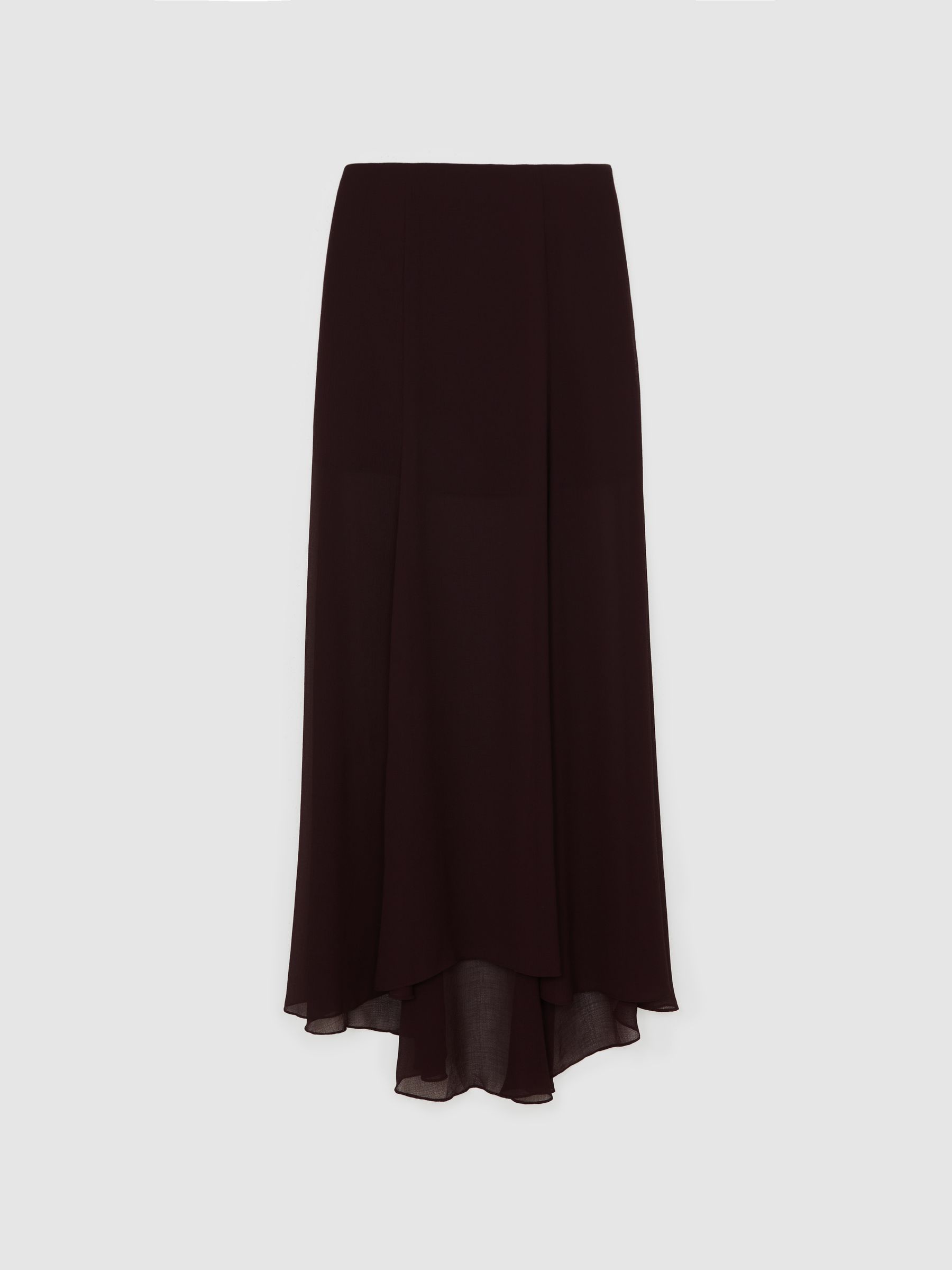 Sheer Textured Maxi Skirt in Chocolate Brown