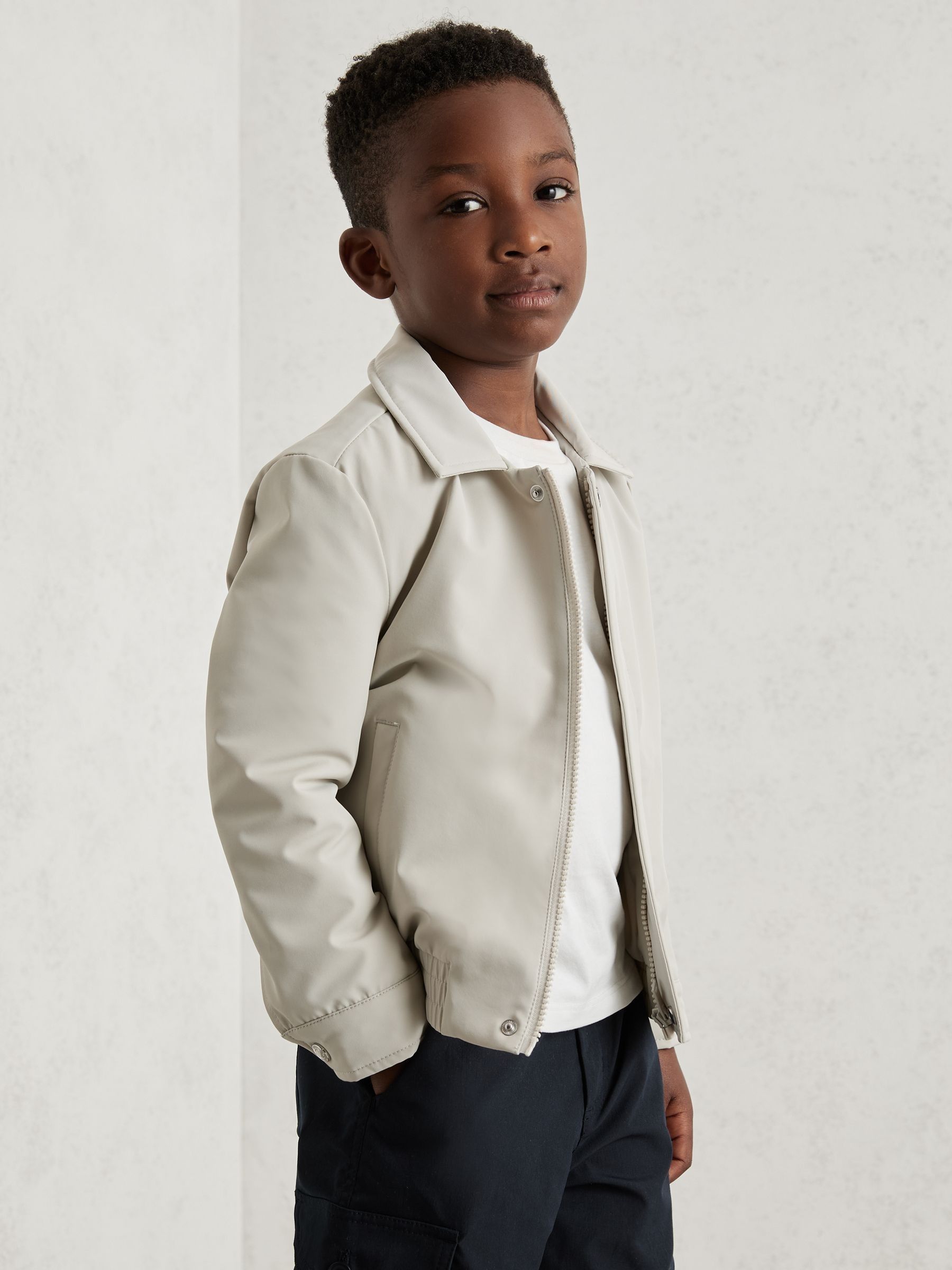 3-9 yrs Zip-Through Harrington Jacket in Stone