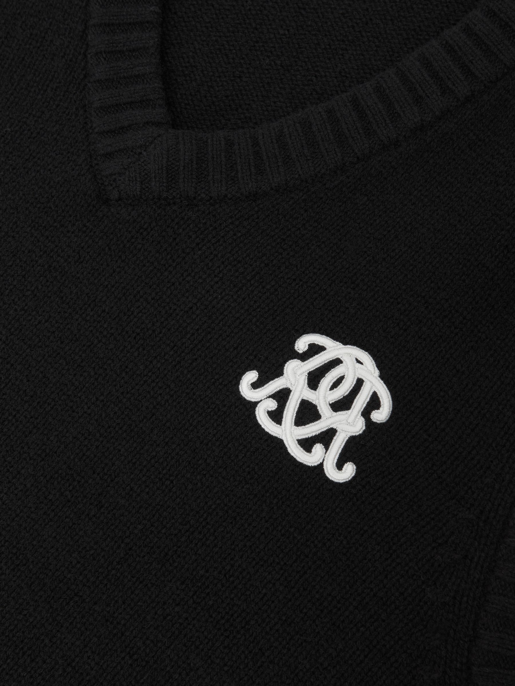 Monogram Embroidered Relaxed Wool Vest in Black