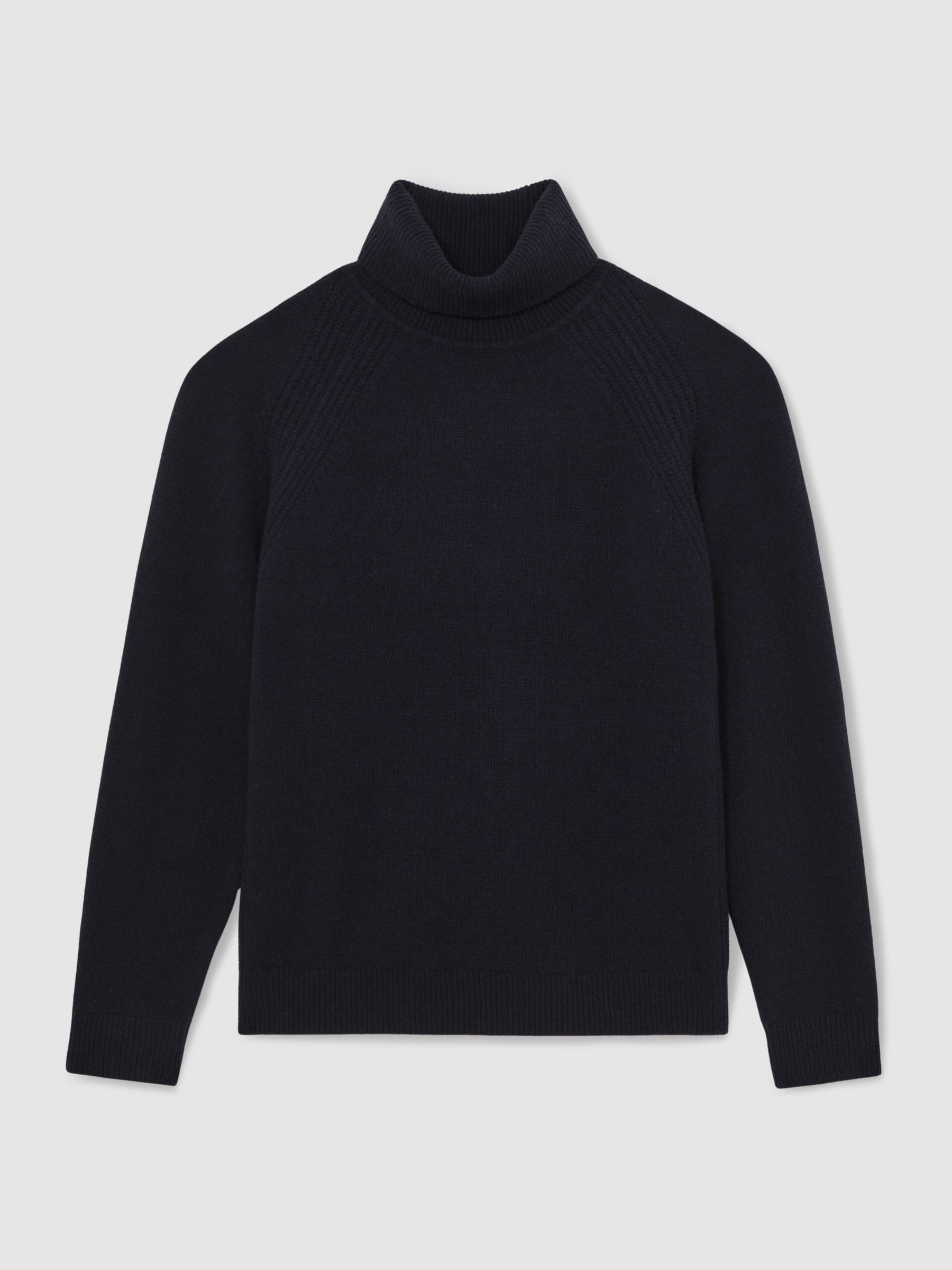 Wool-Cashmere Roll-Neck Jumper in Navy