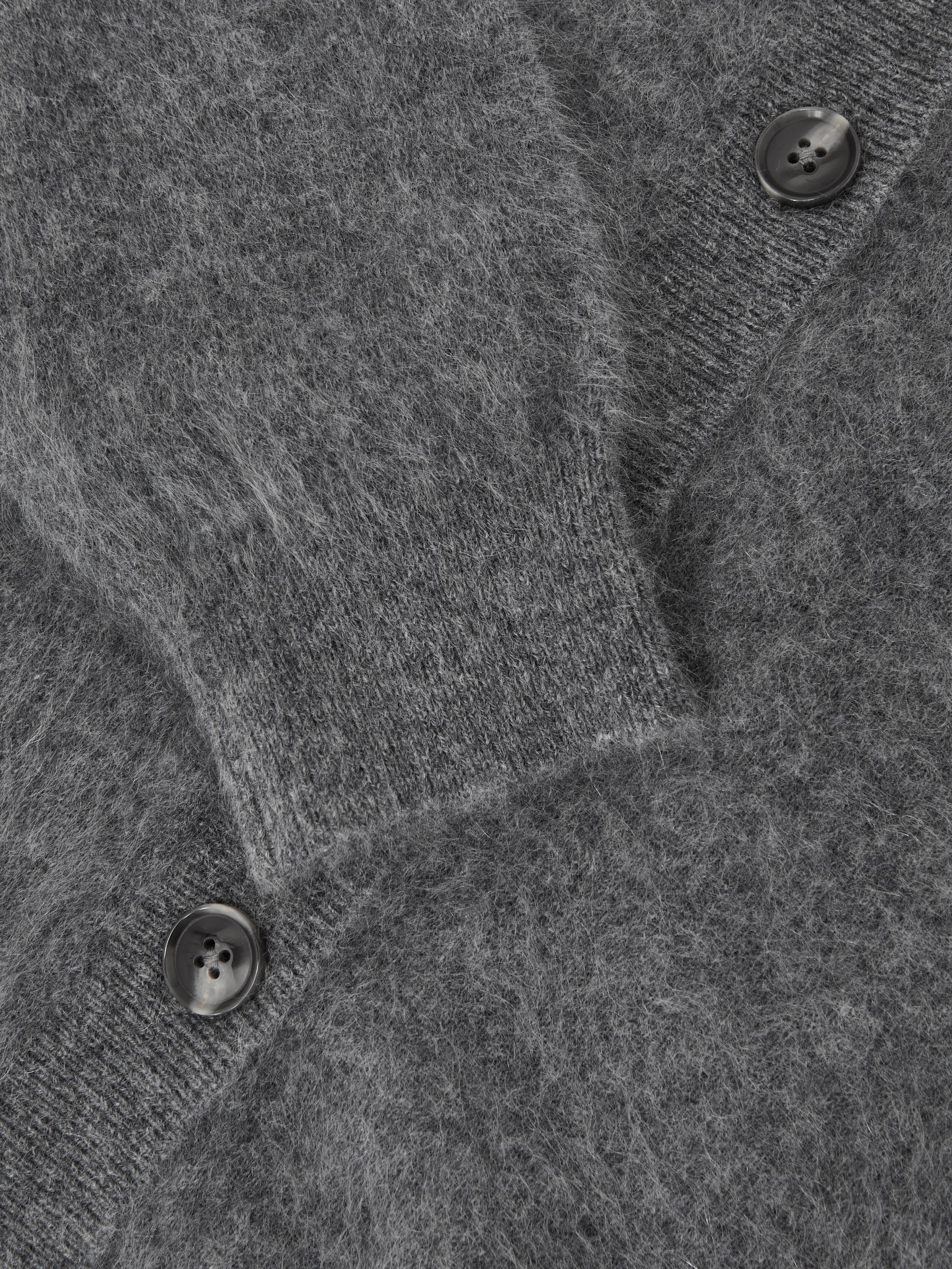 100% Brushed Cashmere Cardigan in Grey