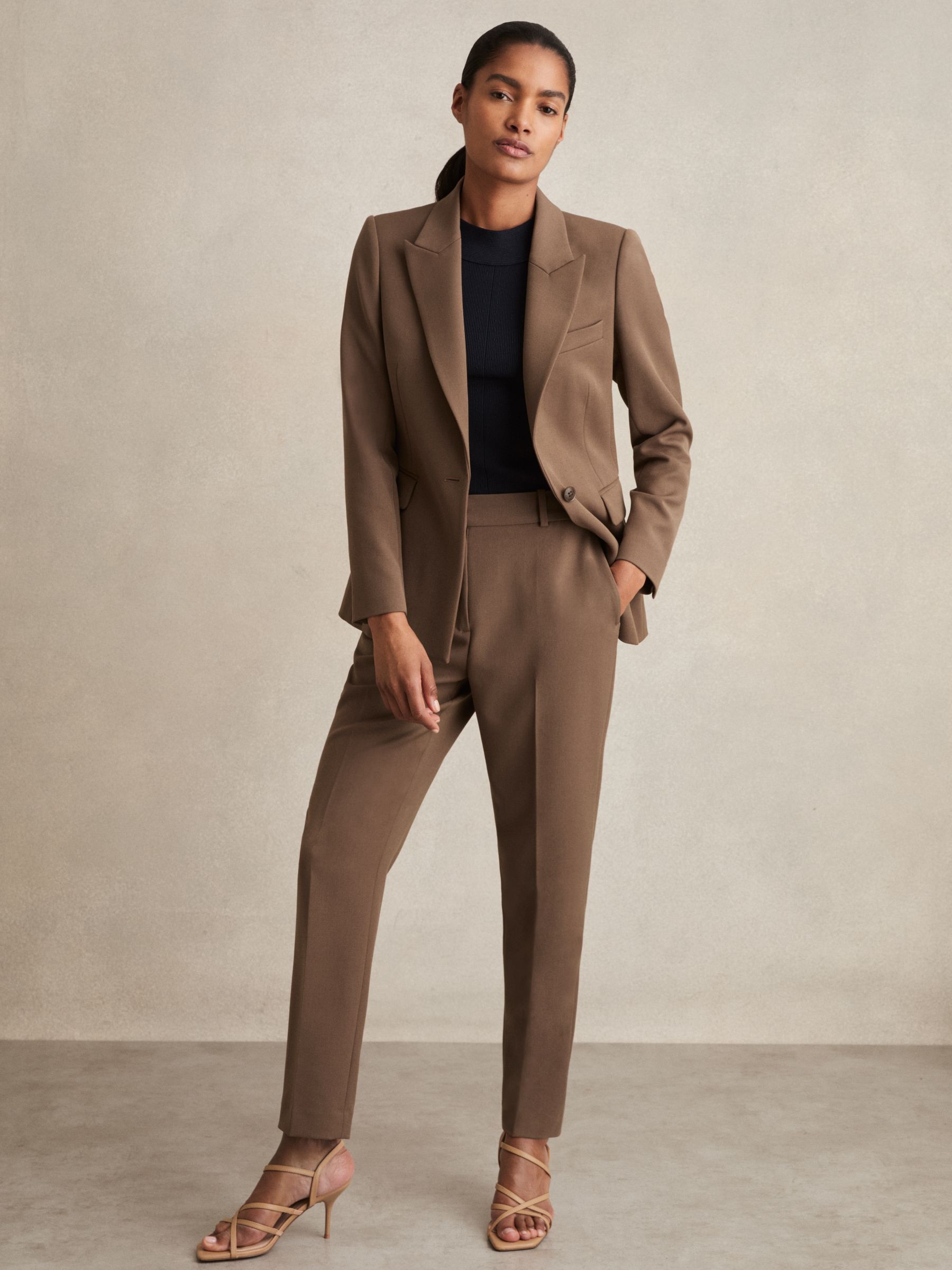 Petite Slim Fit Suit Trousers in Mink Neutral