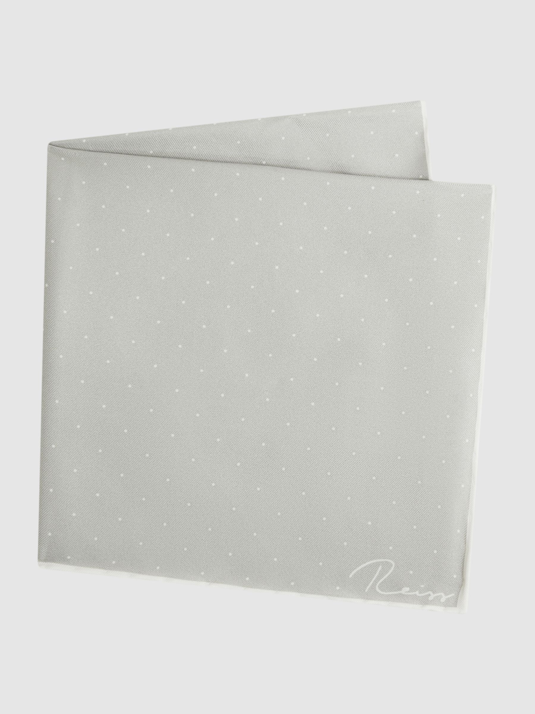 Polka Dot Silk Pocket Square in Silver