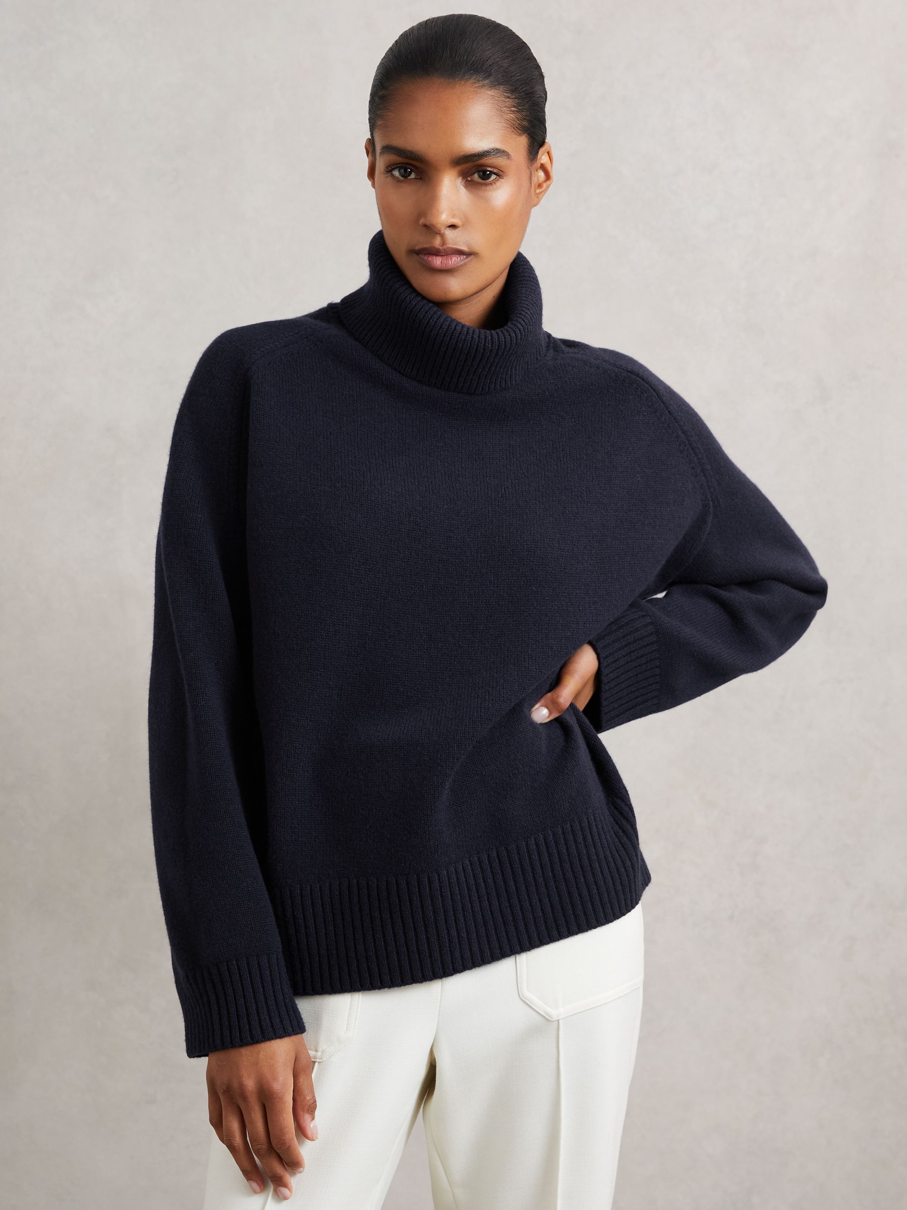 Wool-Cashmere Roll-Neck Jumper in Charcoal Grey