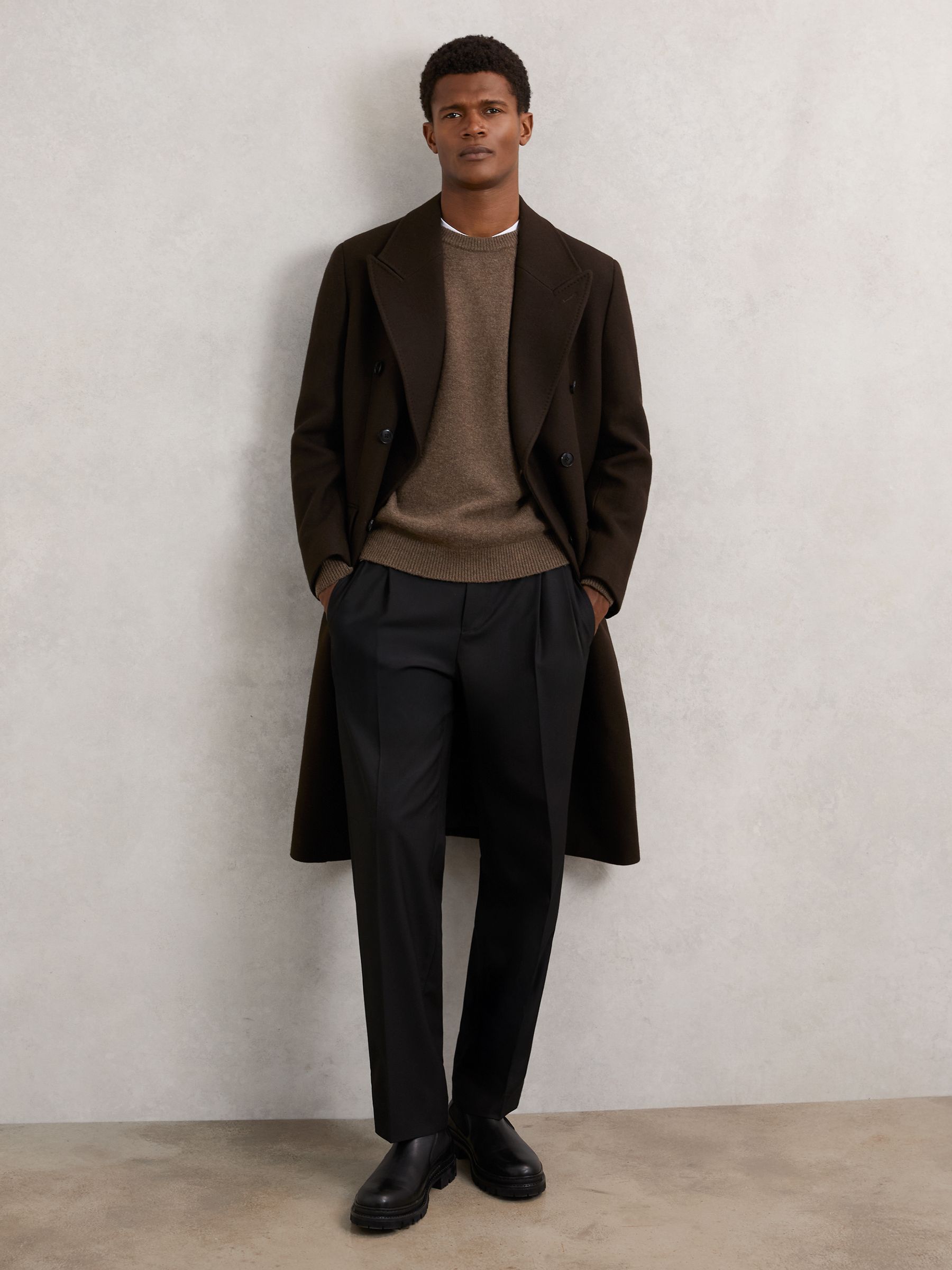 Wool-Cashmere Reverse-Seam Jumper in Pecan Brown