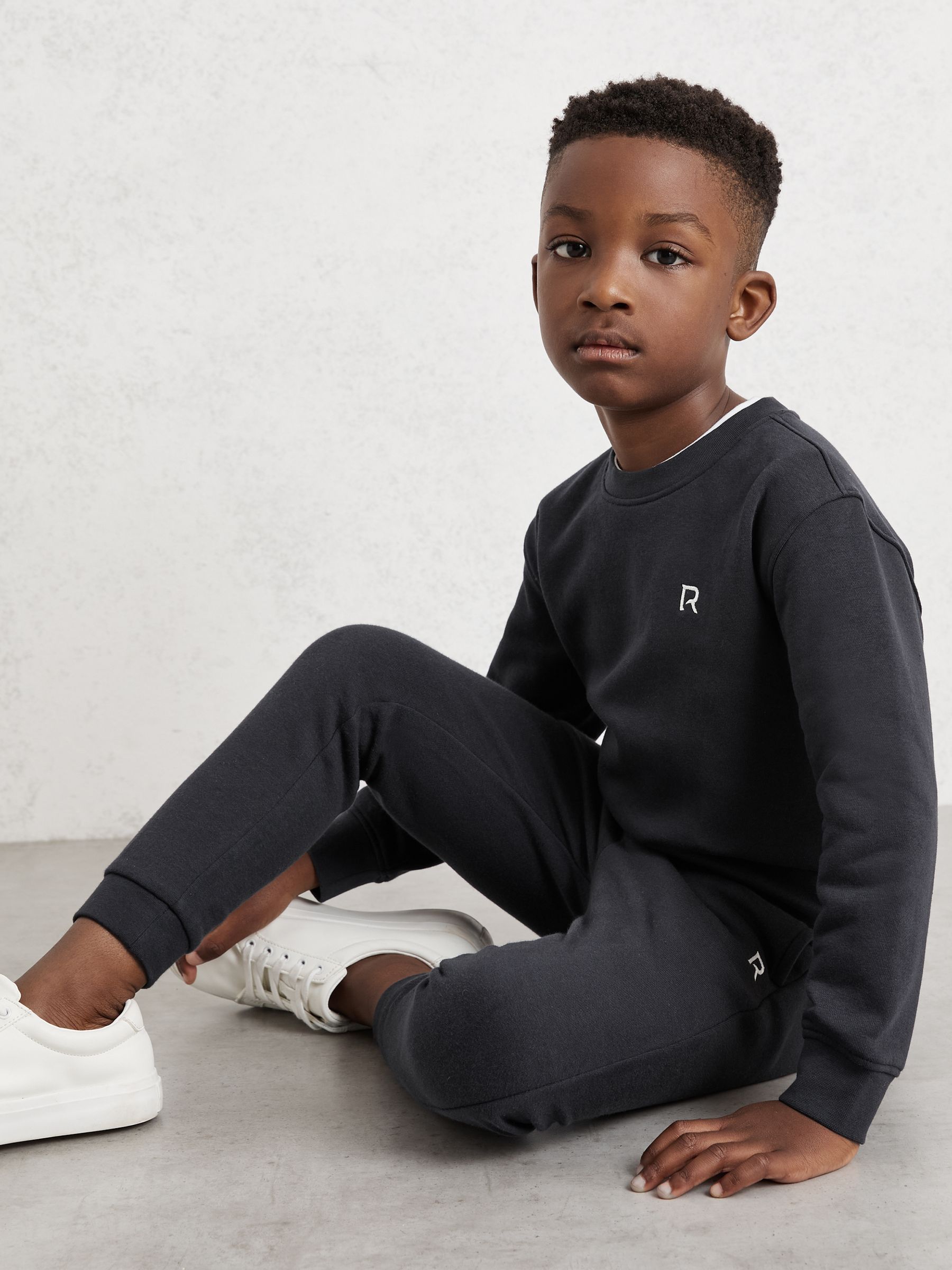 3-9 yrs Logo Sweatshirt and Joggers Set Cotton-Blend in Navy