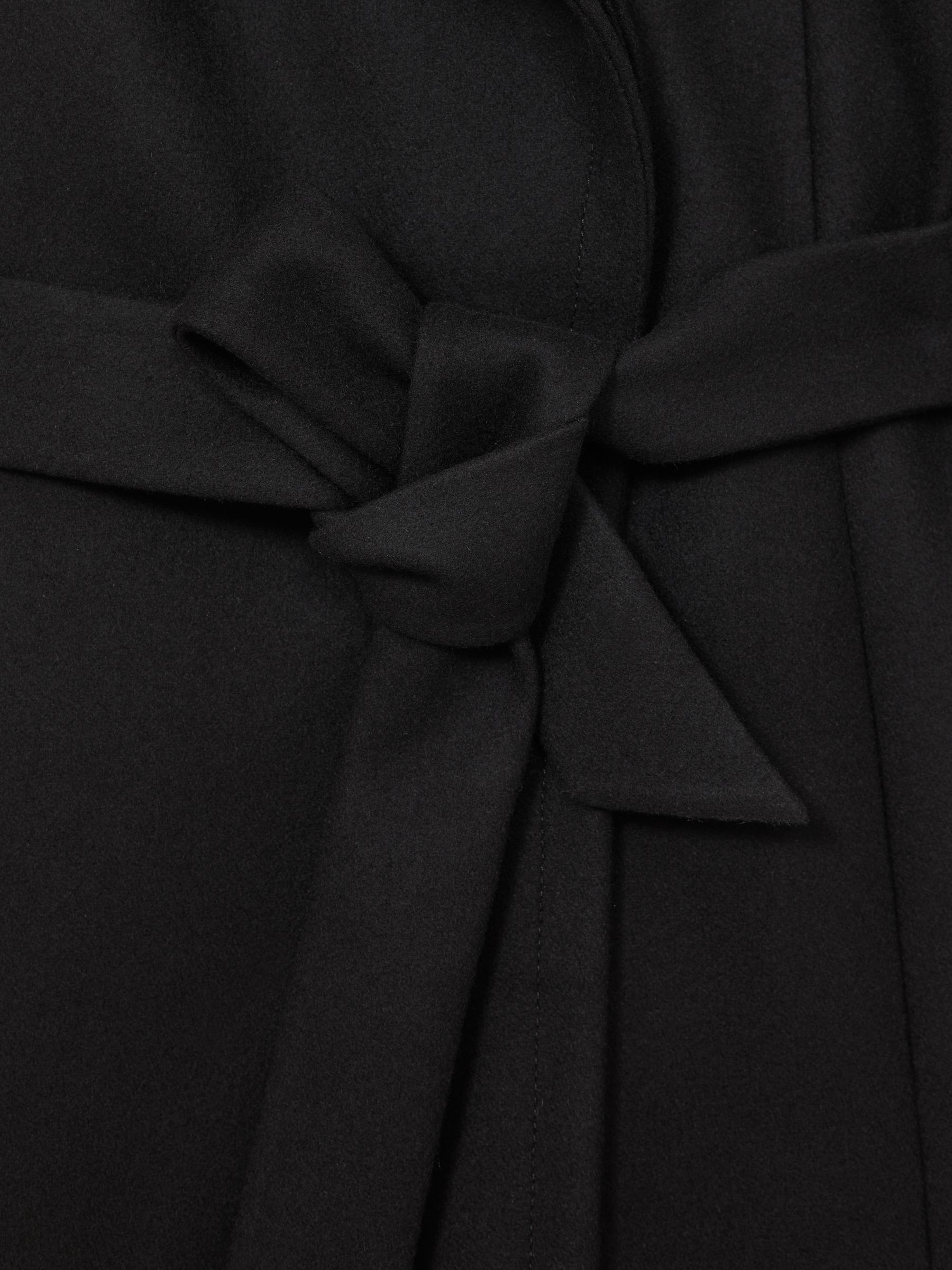 Petite Wool-Blend Double-Lapel Belted Coat With Cashmere in Black