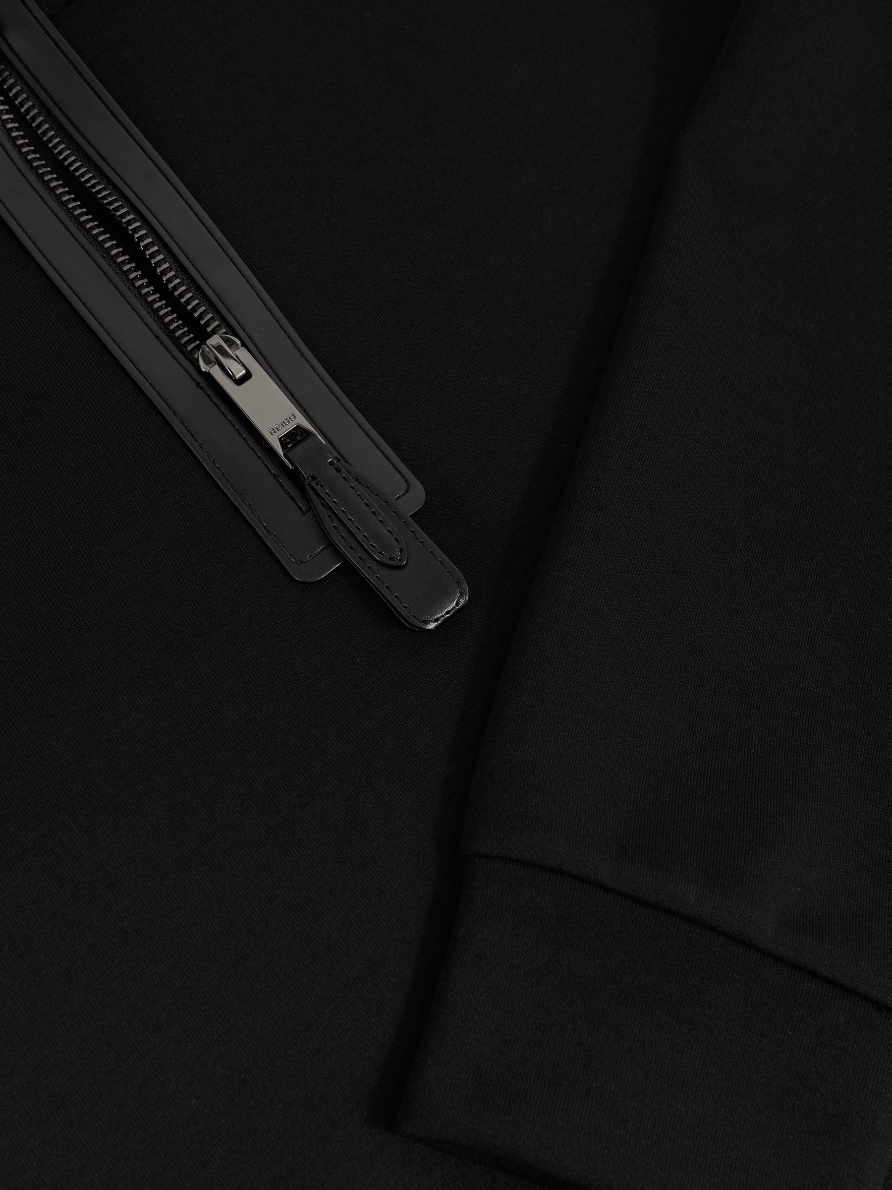 Interlock Half-Zip Sweatshirt with Trim in Black