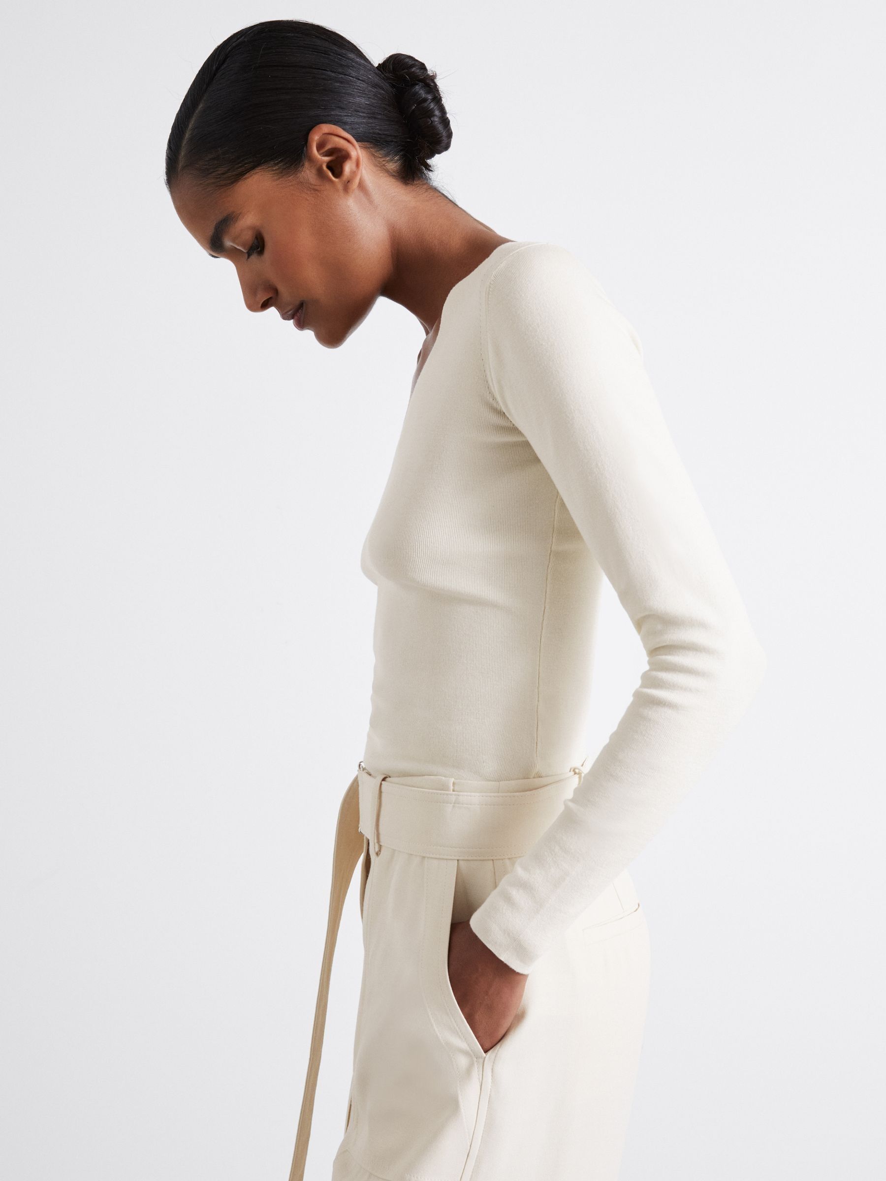 Atelier Knitted Silk-Blend Top in Off White
