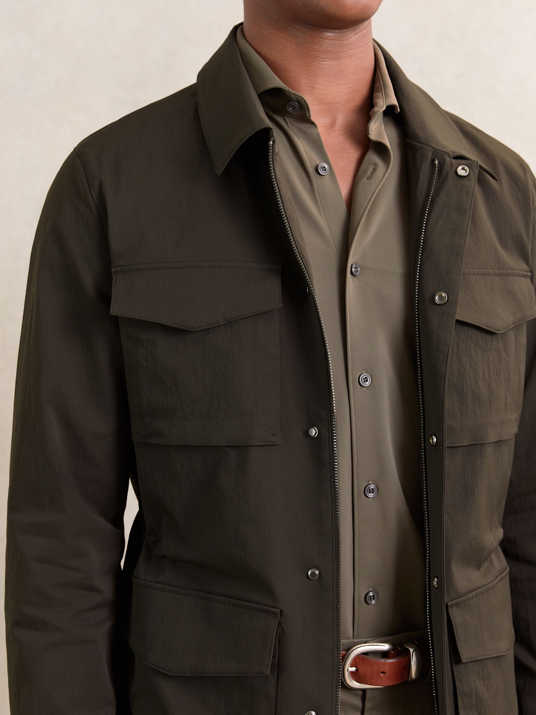 Removable-Gilet Safari Jacket in Green