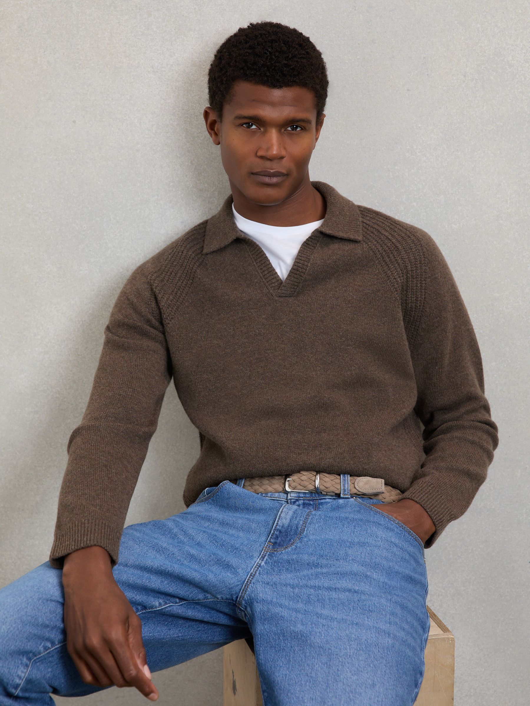 Suede Woven Belt in Light Stone