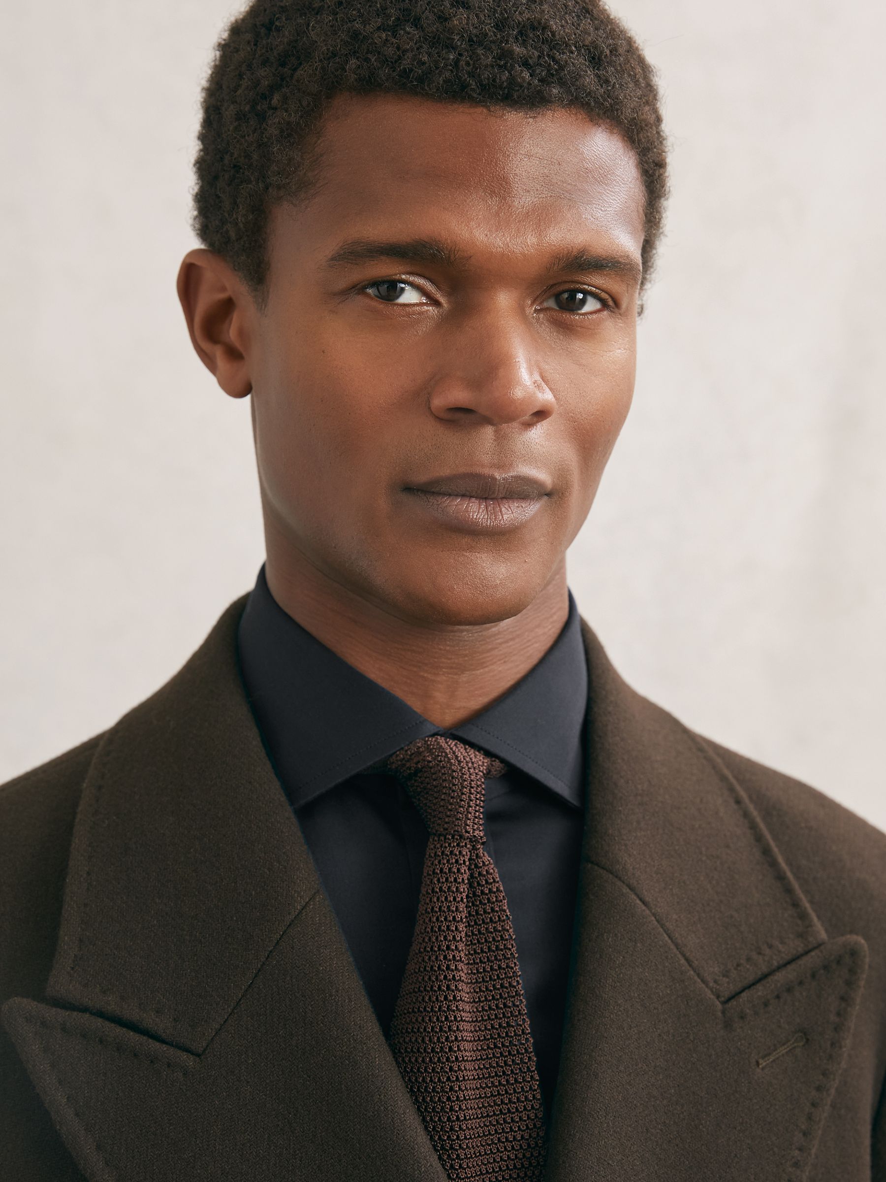 Regular Fit Stretch Double-Cuff Shirt Cotton-Blend in Navy