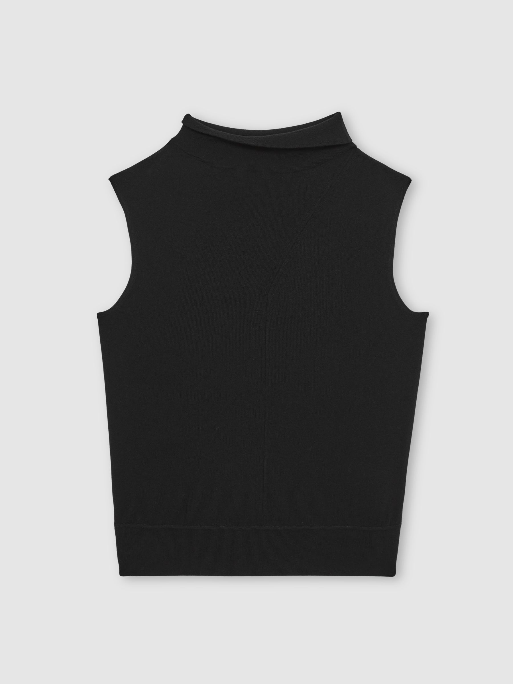 Wool Slouched Sleeveless Top in Black