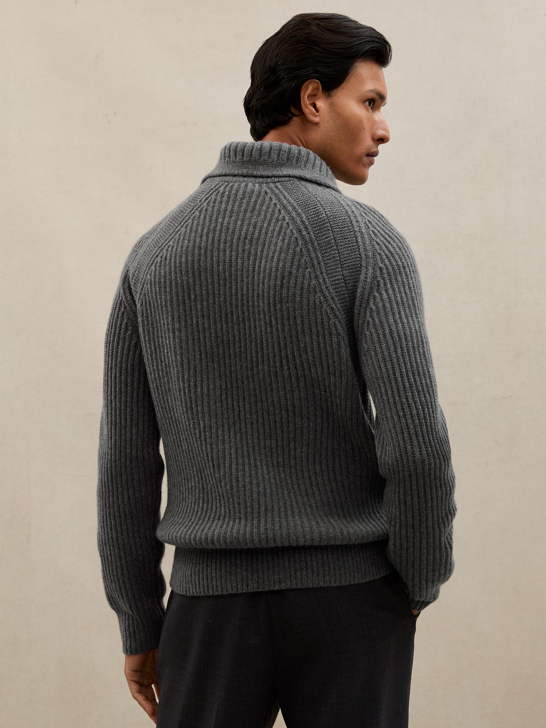 Atelier 100% Cashmere Half-Zip Jumper in Mid Grey