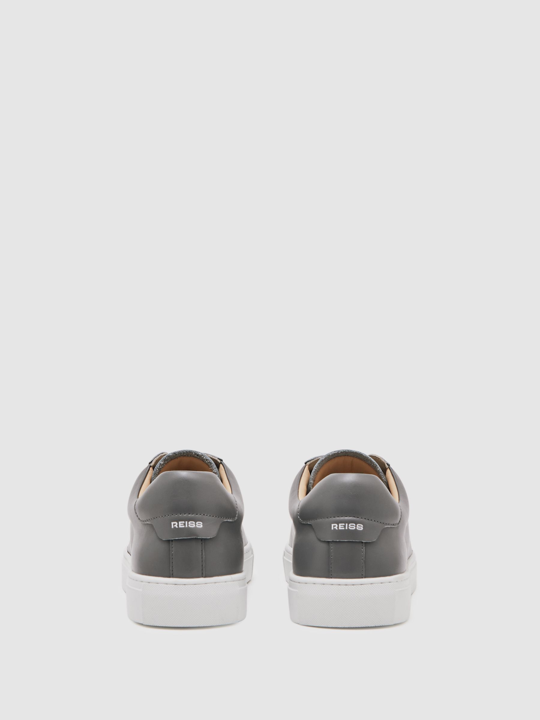 Leather Low-Top Trainers in Graphite Grey