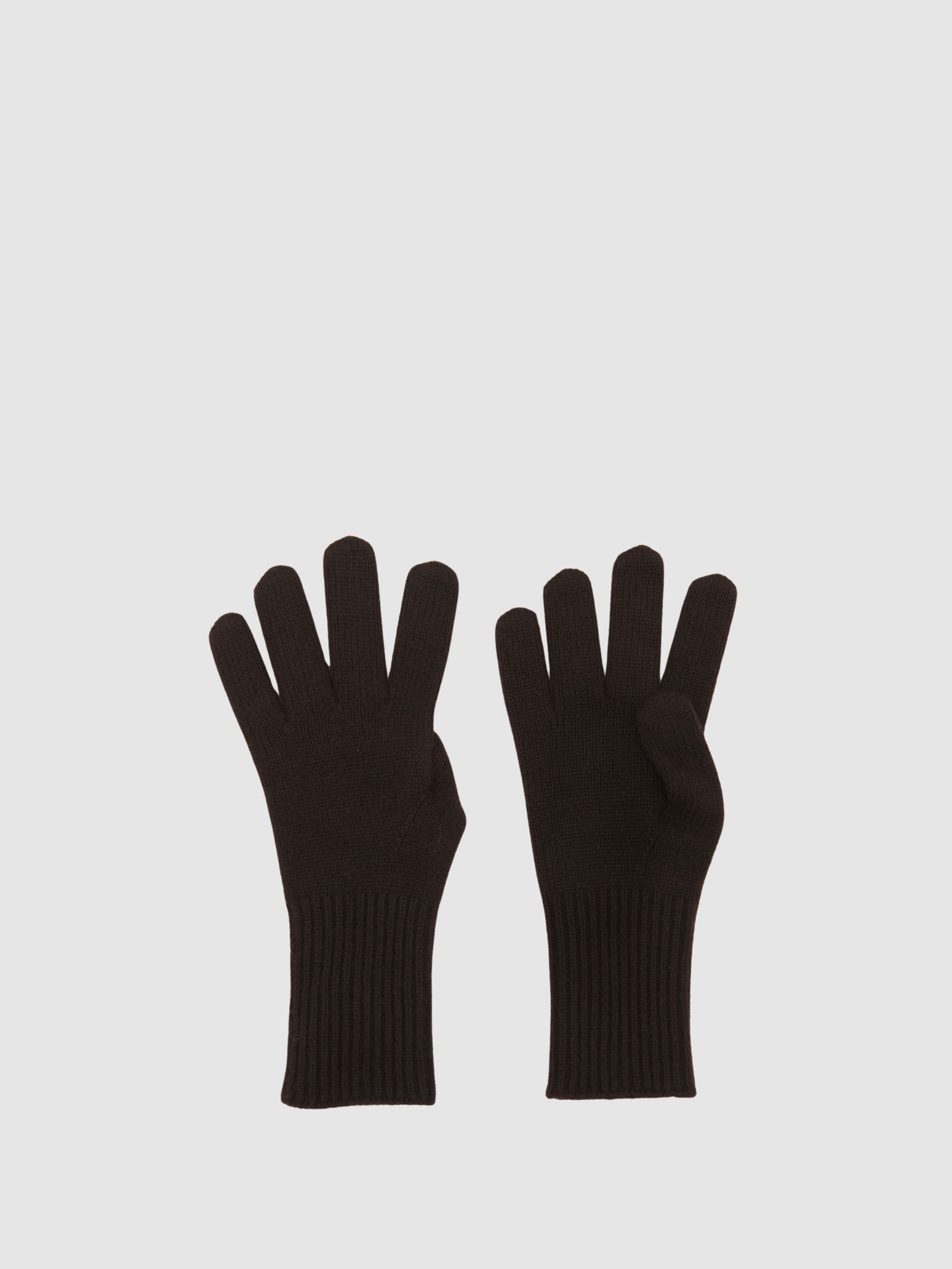 Wool-Blend Tipped Gloves With Cashmere in Chocolate