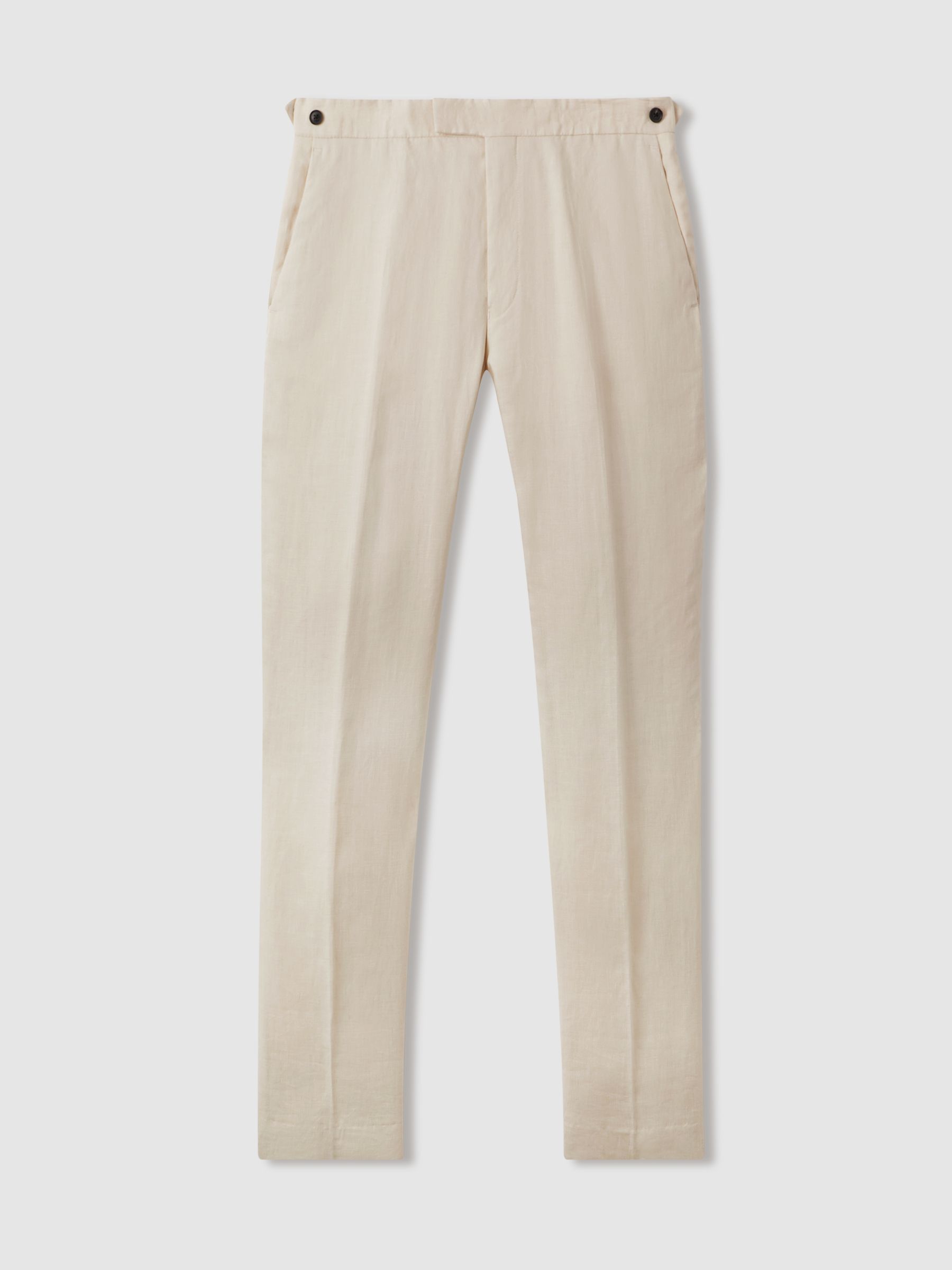 Slim Fit Linen Trousers in Stone