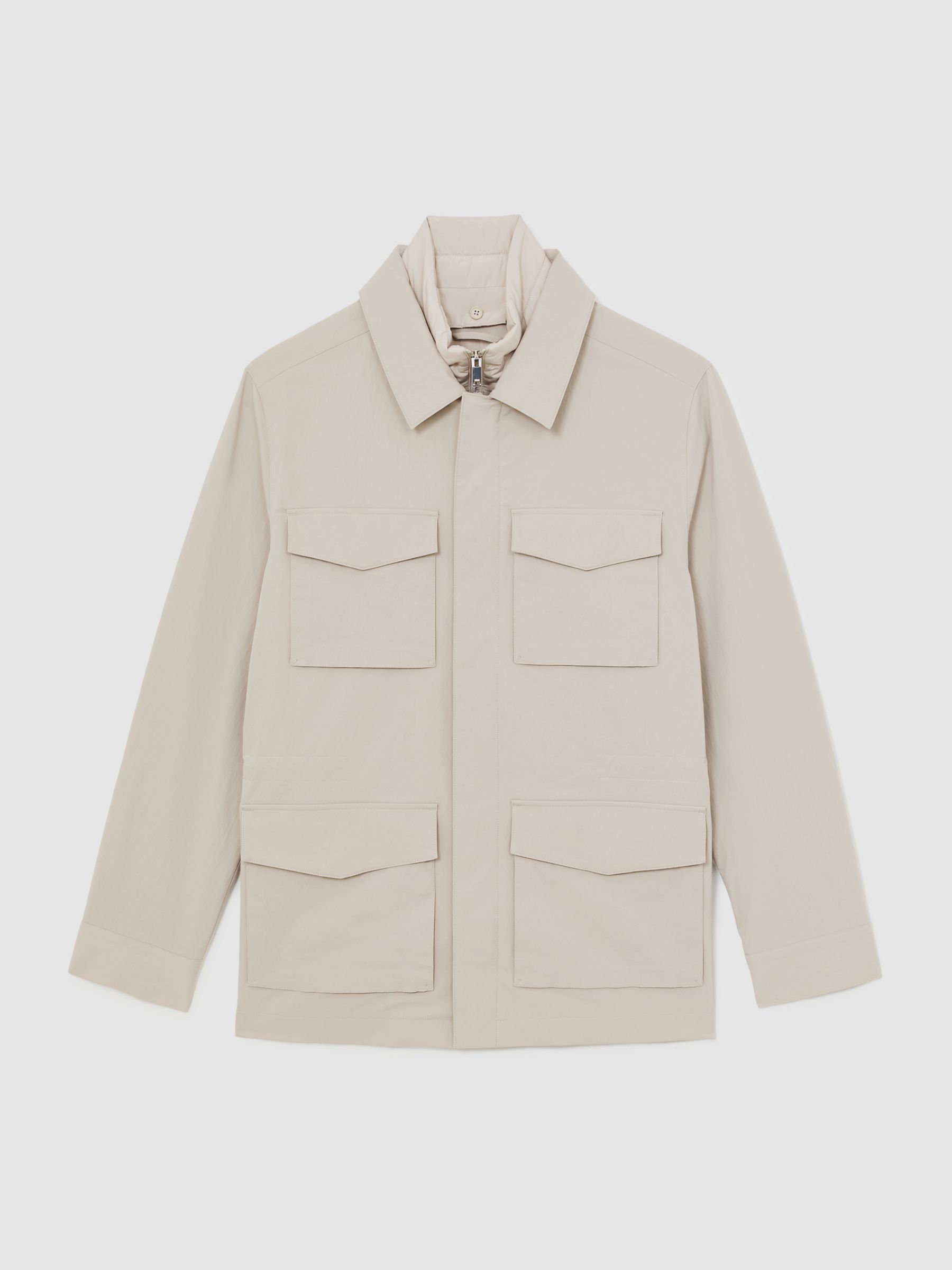 Removable-Gilet Safari Jacket in Stone
