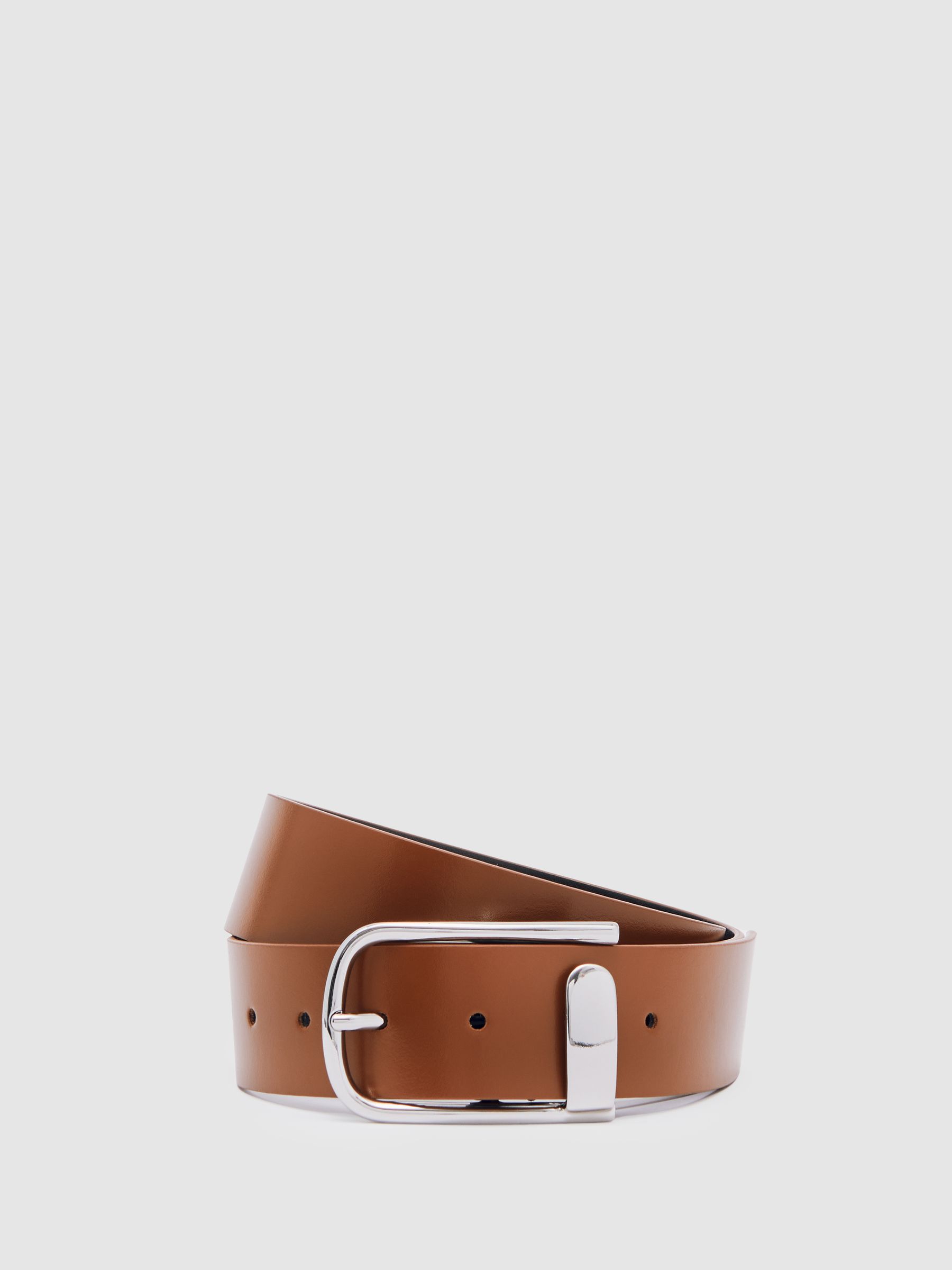 Leather Half Keeper Belt in Tan Sliver