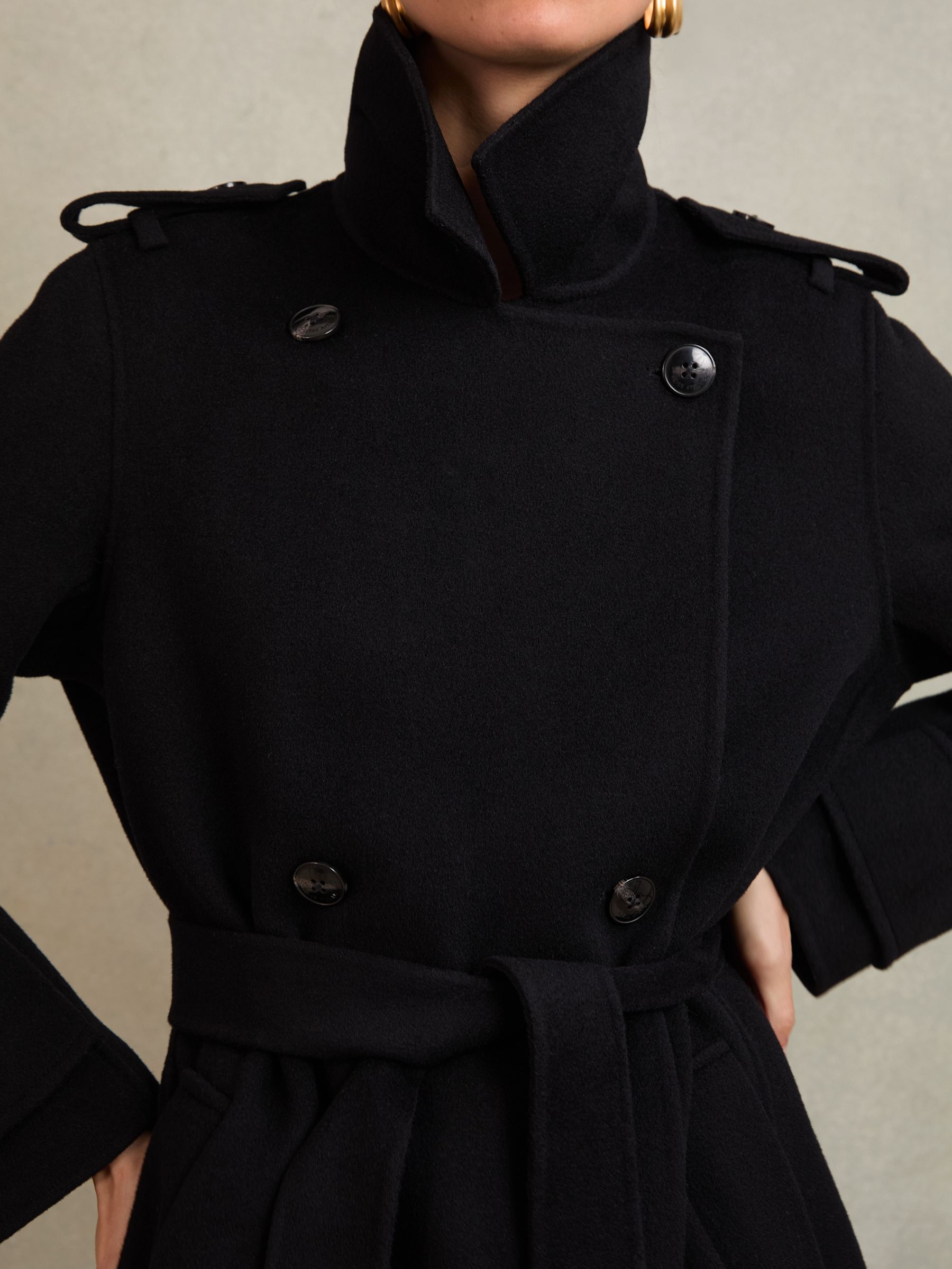 Atelier Wool Faux-Fur Collar Coat in Black