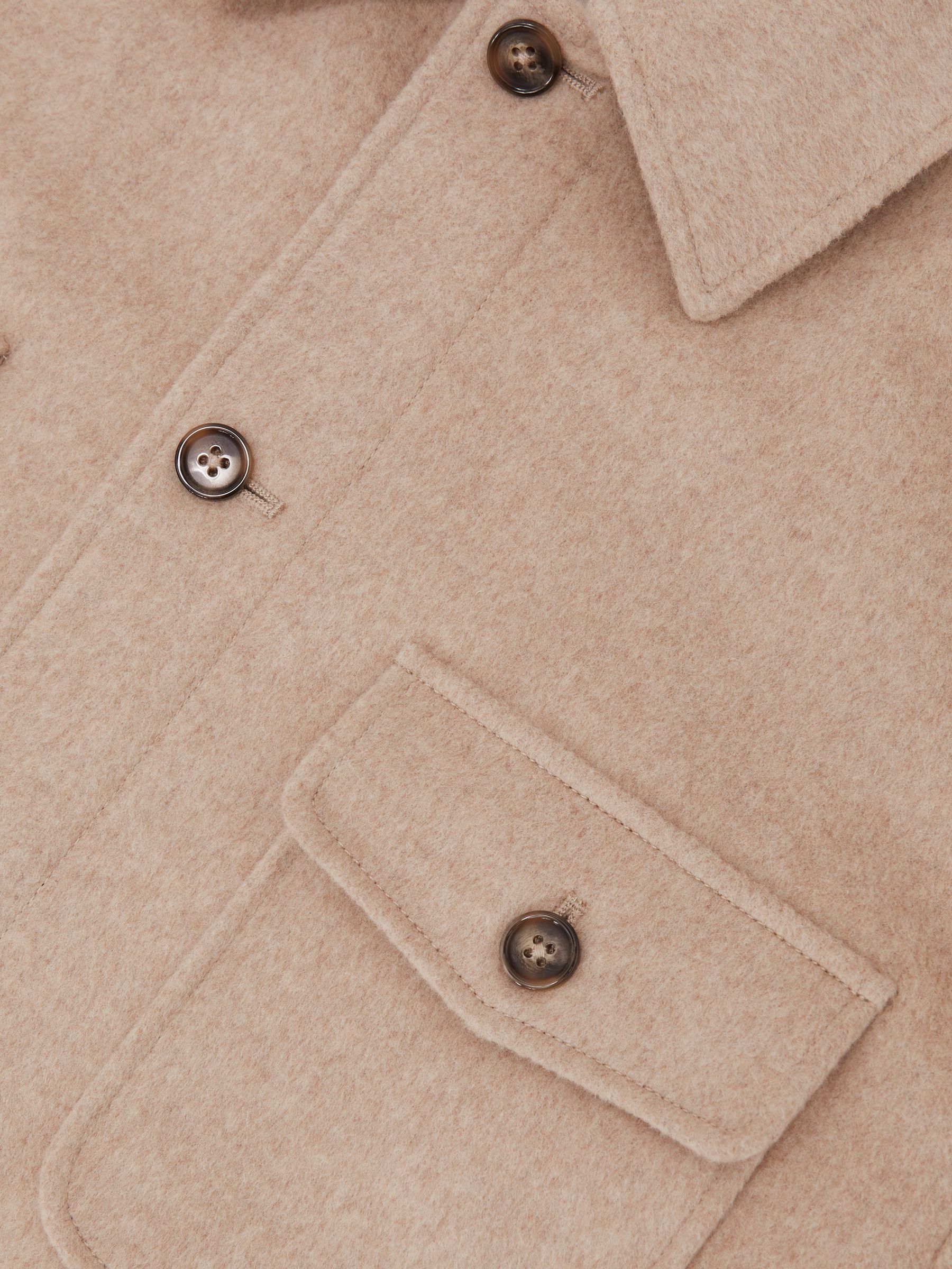 Wool-Blend Twin-Pocket Overshirt in Oatmeal Brown