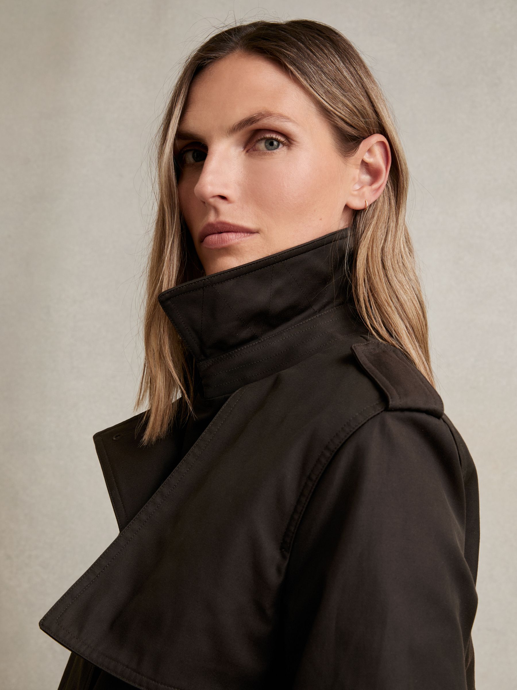 Hooded Insert Trench Coat in Chocolate Brown