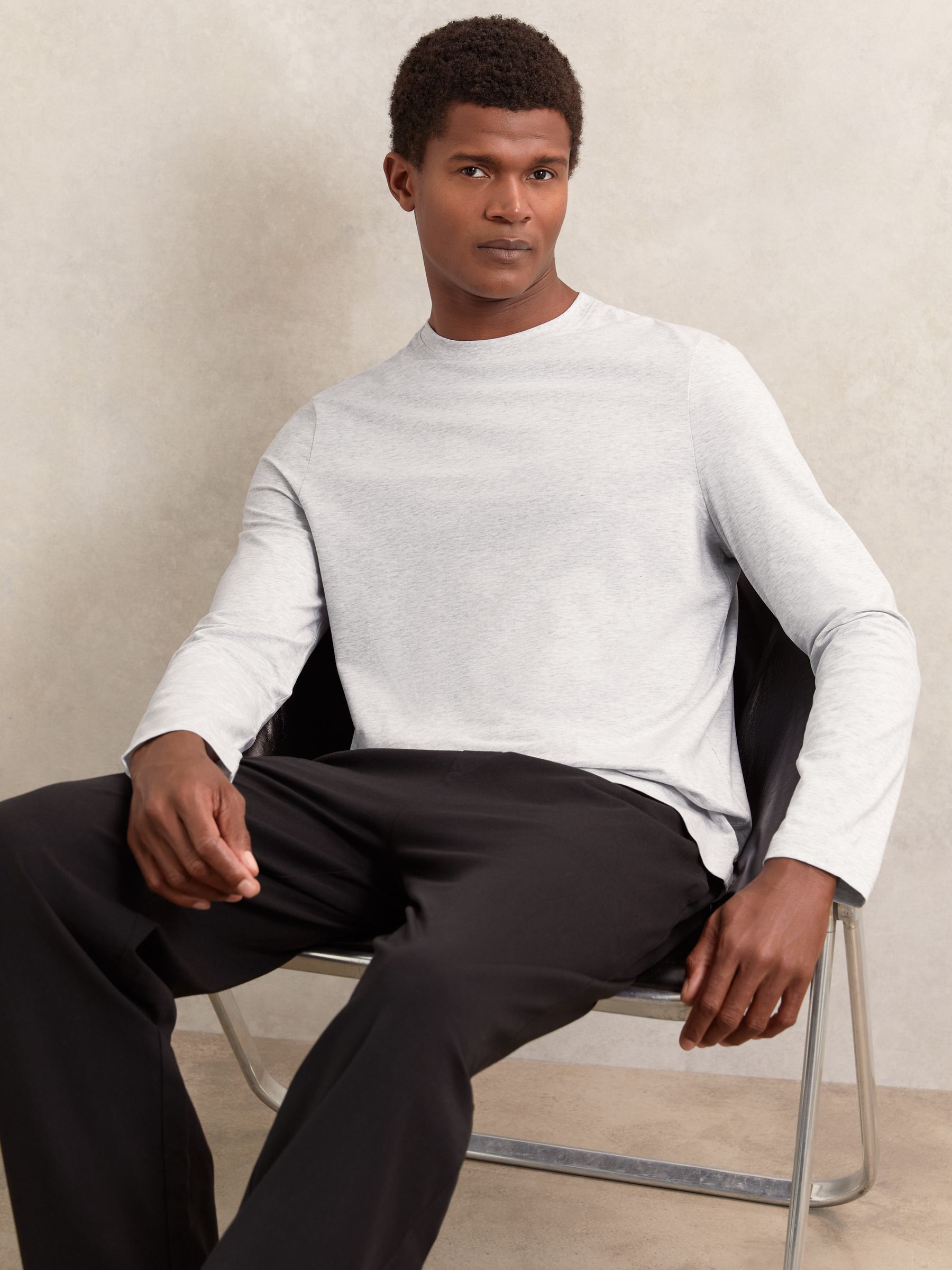 Stretch-Cotton Loungewear T-Shirt in Soft Grey