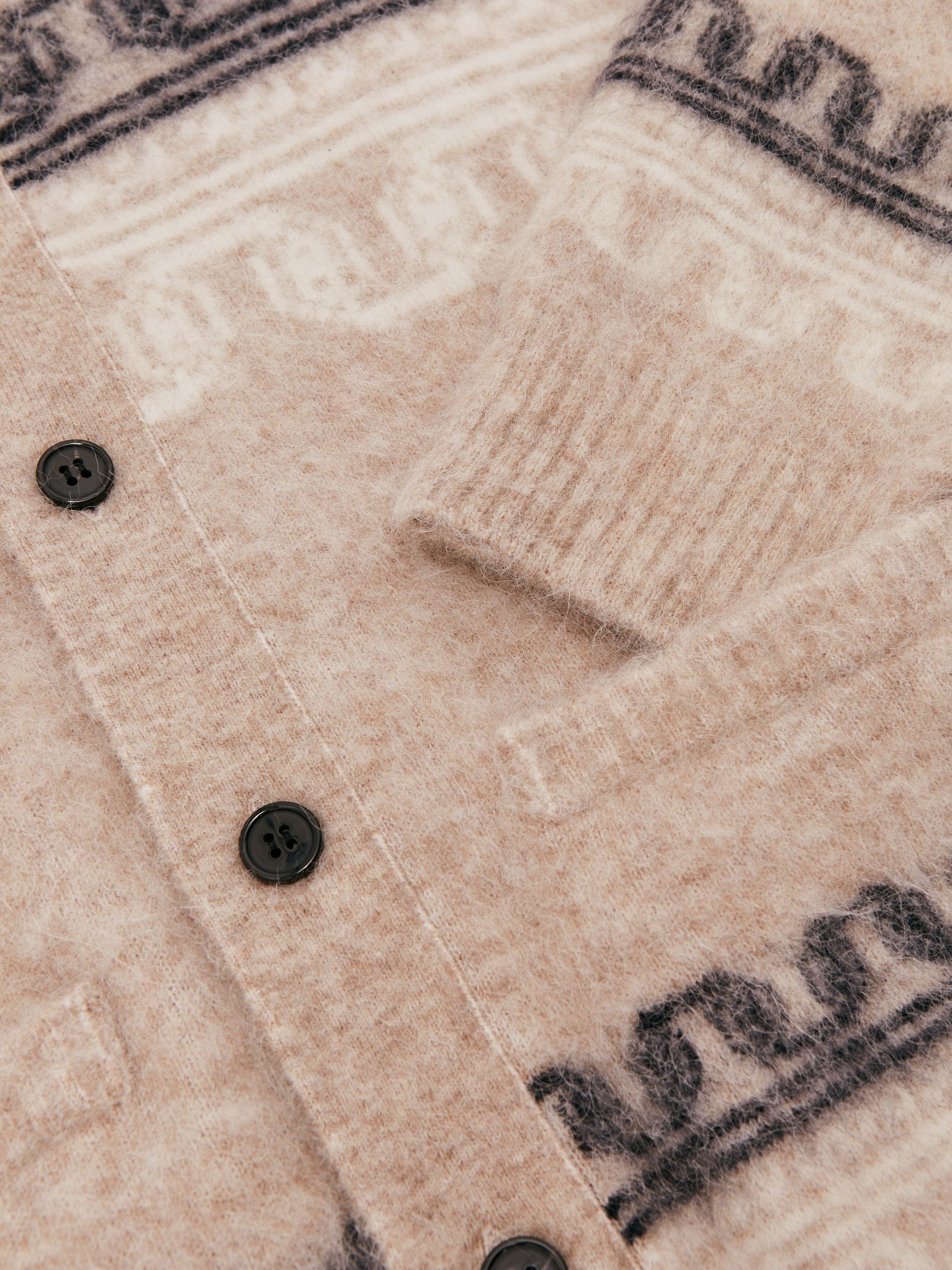 Alpaca Wool-Blend Fair Isle Cardigan in Oatmeal