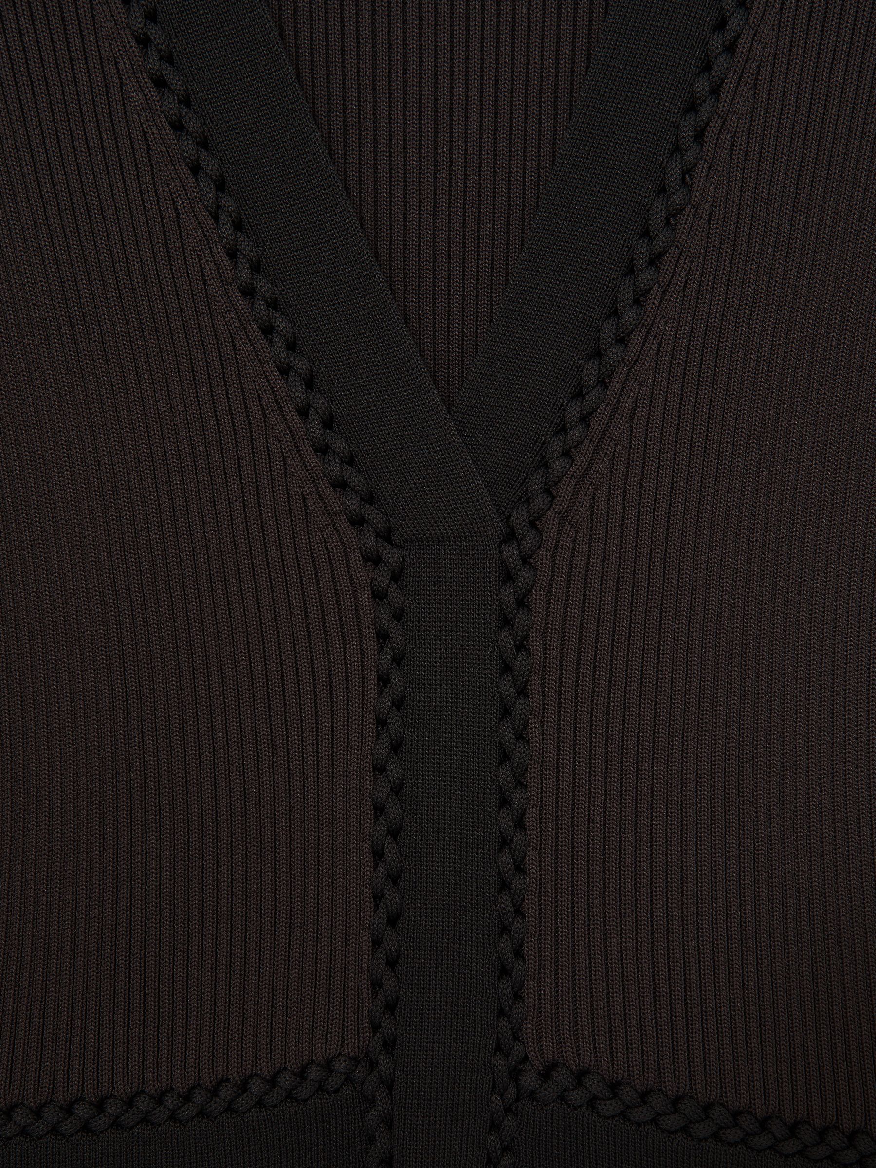 Knitted Dress in Chocolate Brown/Black