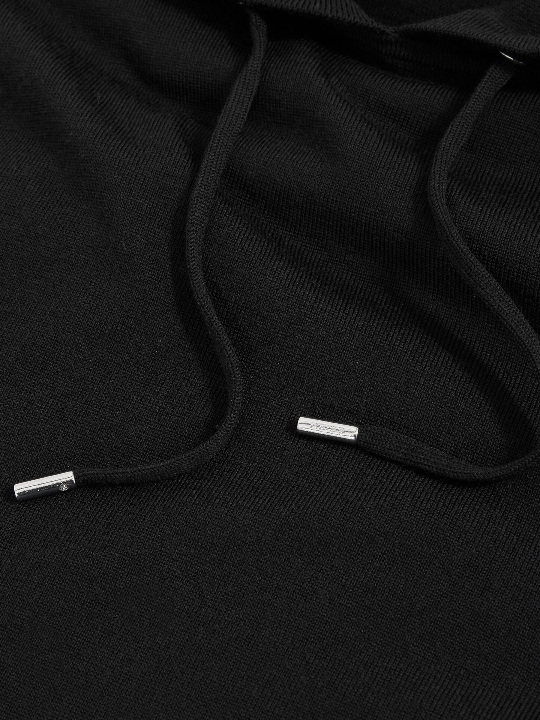 Merino Wool Drawstring Hoodie in Black