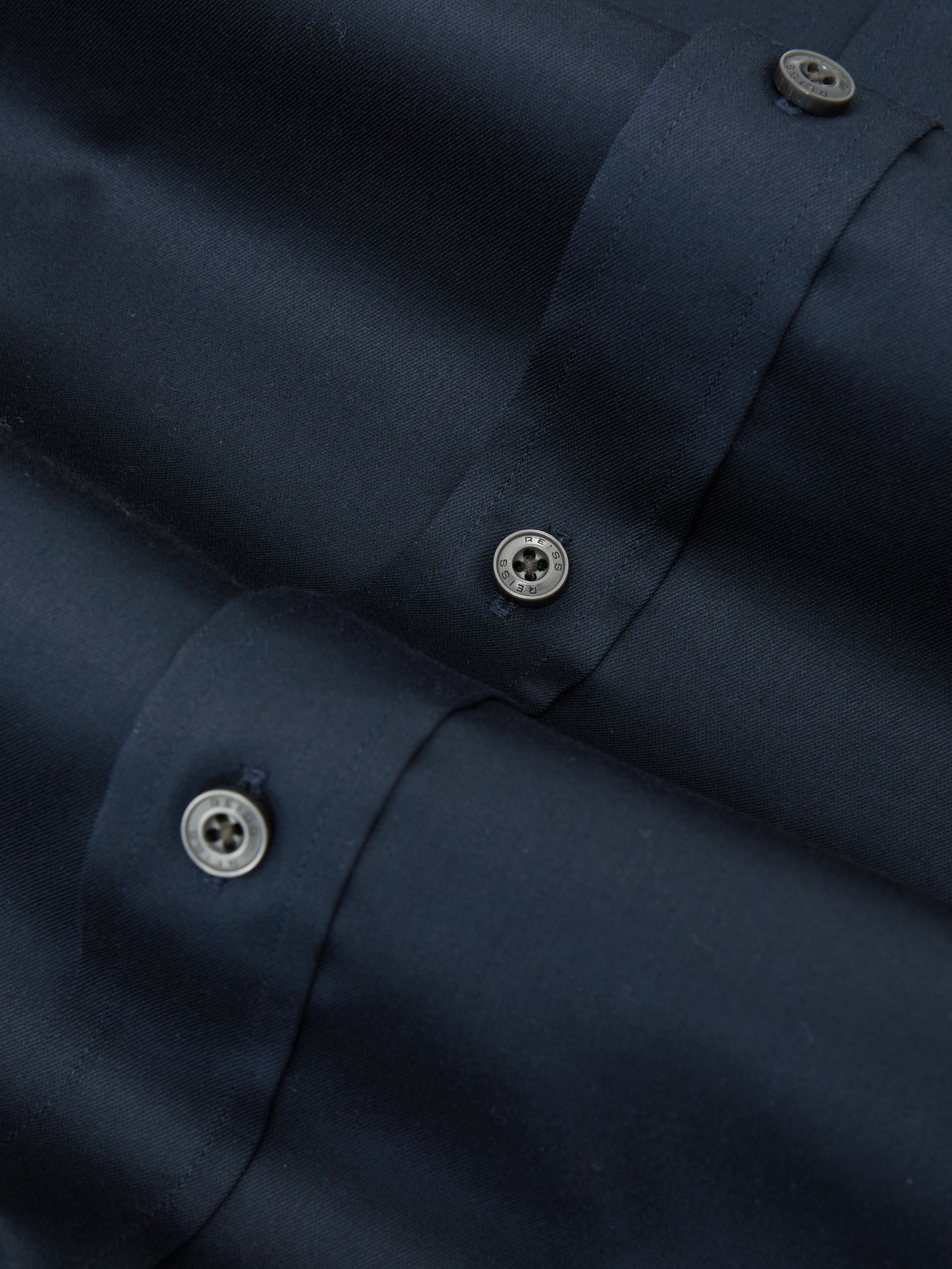 Slim Fit Stretch Double-Cuff Shirt Cotton-Blend in Navy